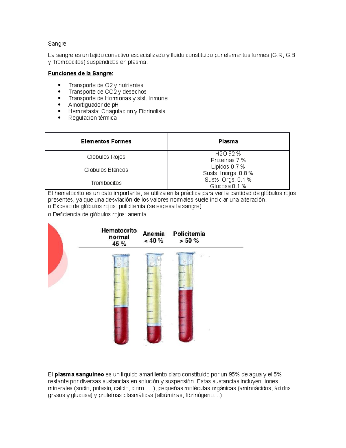 Funcion de los hematocritos en la sangre Funcion de los hematocritos en la sangre