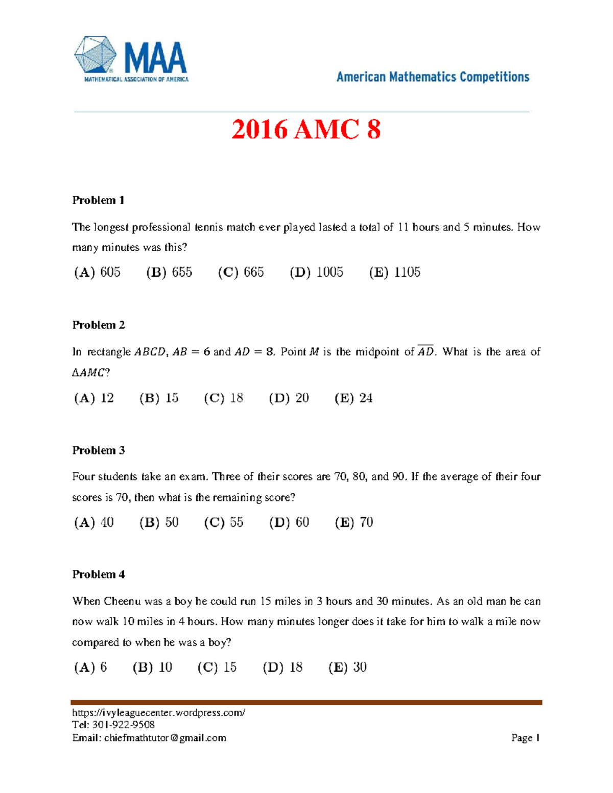 2016 amc 8 problems 2 added ivyleaguecenter.wordpress/ Tel 301922