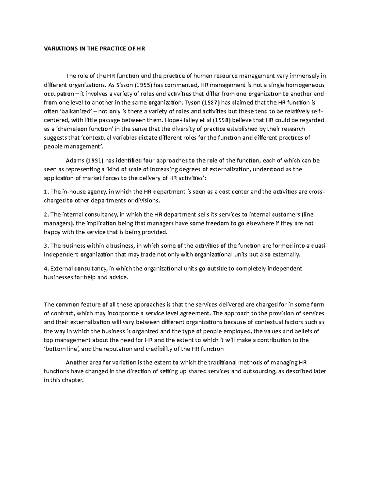 Variations IN THE Practice OF HR - VARIATIONS IN THE PRACTICE OF HR The ...