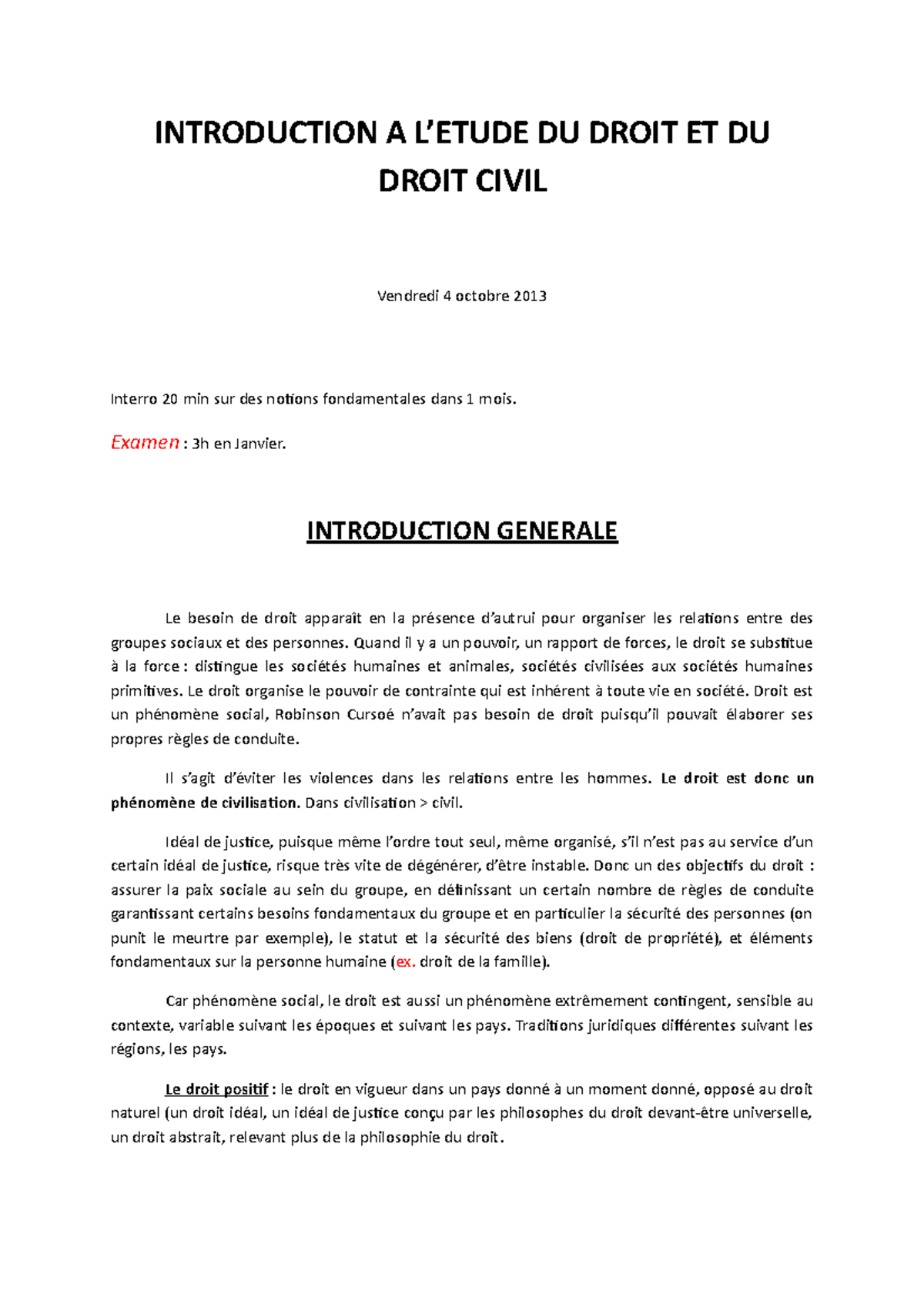 Introduction à L'étude Du Droit Et Droit Civil - INTRODUCTION A L’ETUDE ...