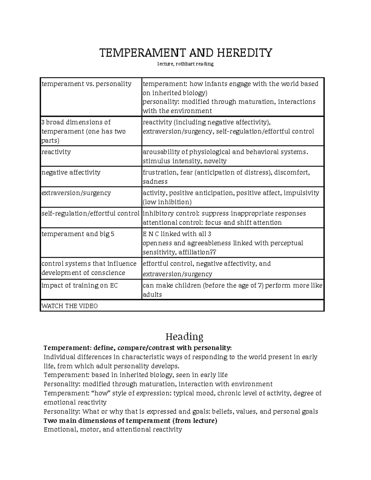 6. Temperament Heredity - TEMPERAMENT AND HEREDITY lecture, rothbart ...