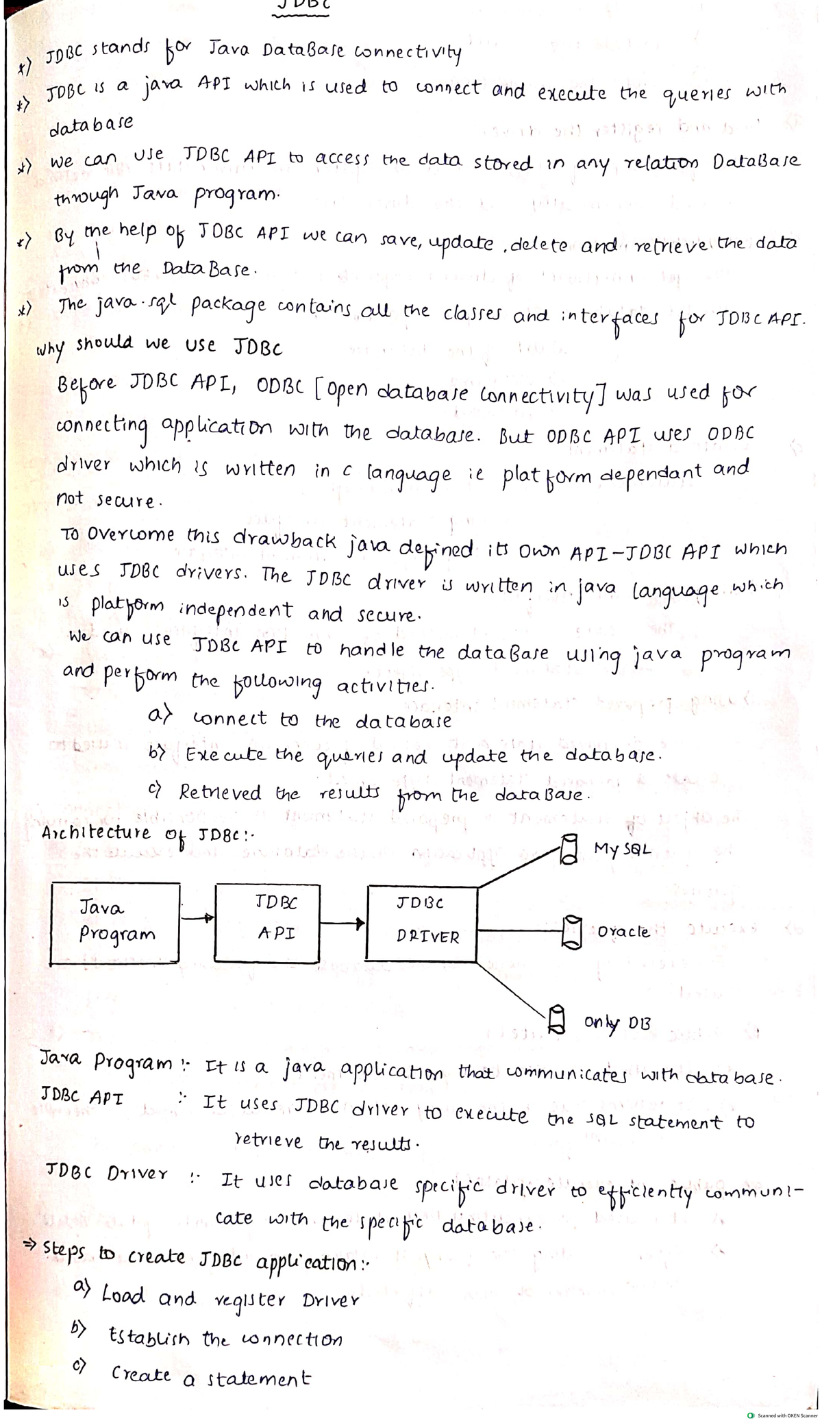 Advance java notes jdbc stands for java database connectivity jobc is