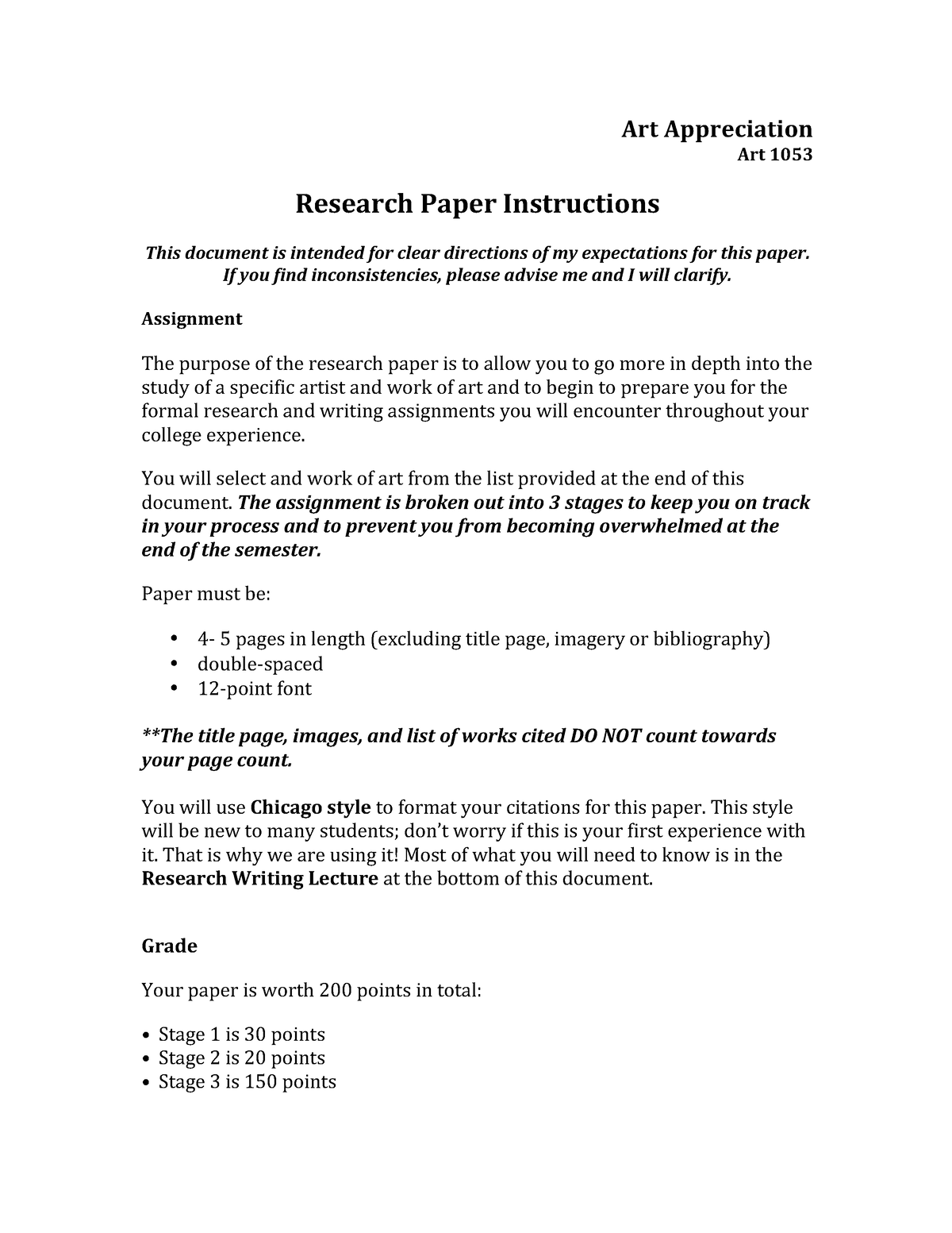 art appreciation research paper