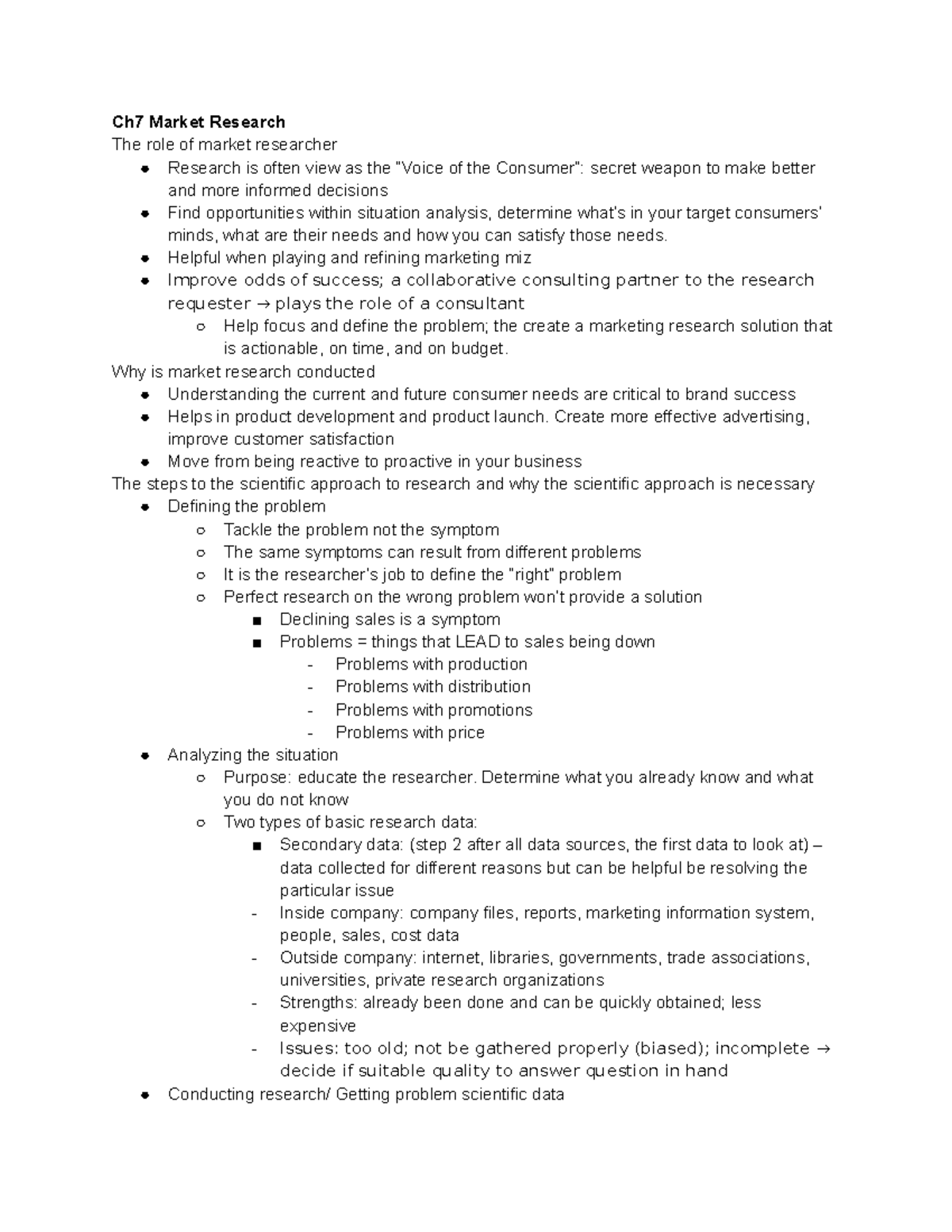 Mkt 300 Chapter 7 Market Research Lecture Notes Laurie Brachman Ch7 Market Research The Role Mkt 300 Chapter 7 Market Research Lecture Notes Laurie Brachman Ch7 Market Research The Role