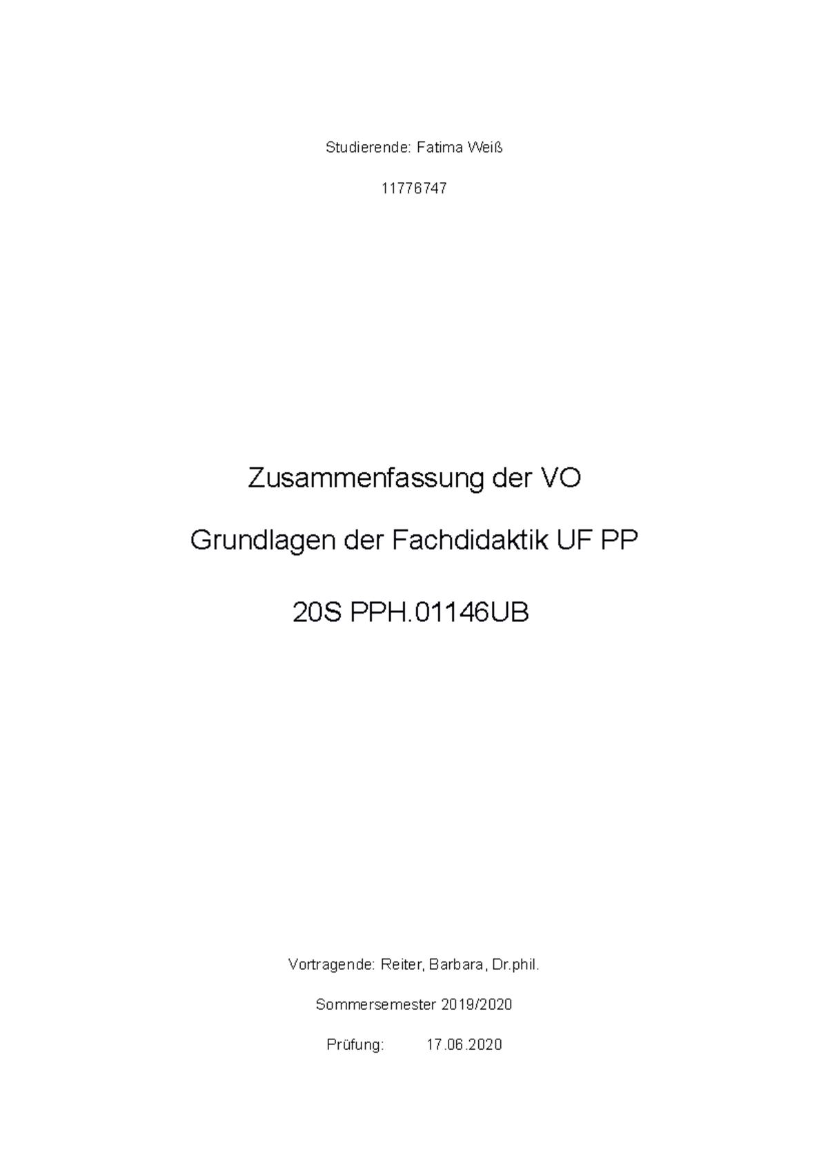 Grundlagen PP Zusammenfassung - Studierende: Fatima Weiß 11776747 ...