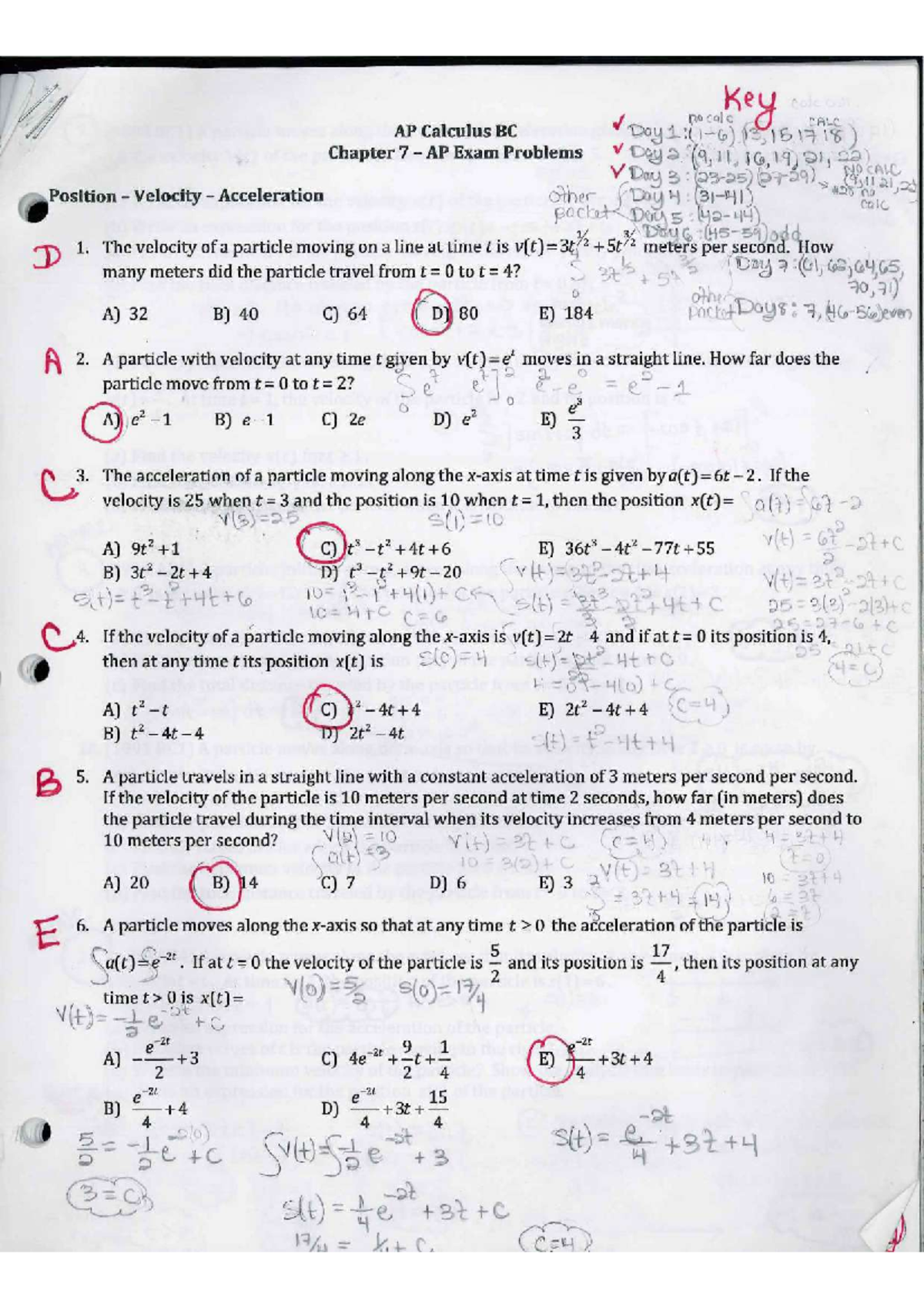 BC Calc Packet 7 ans. key part 1-01 - Studocu