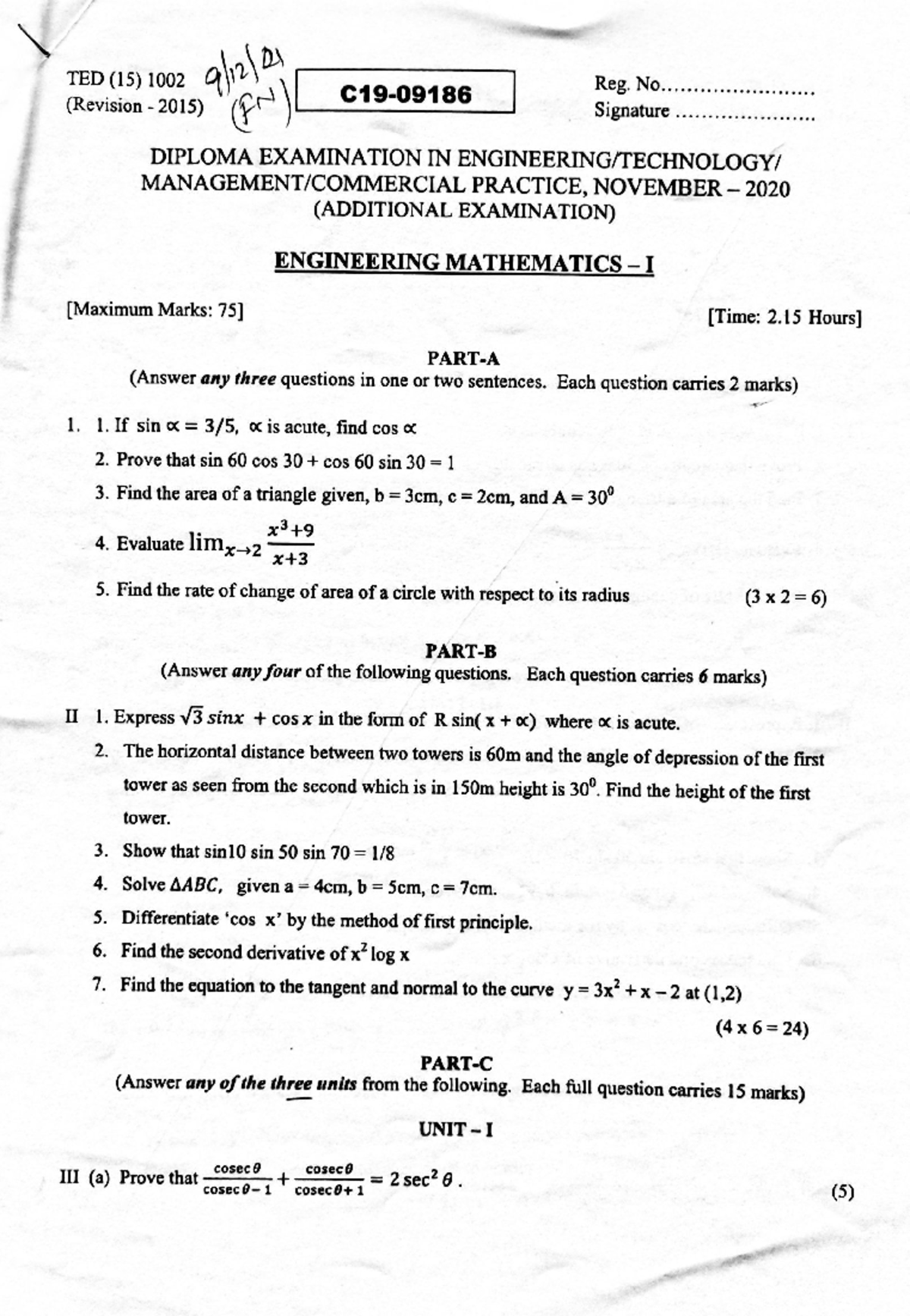 2020 Addl- Maths I 11-jan-2022 09-10-02 - Diploma Cource - Studocu