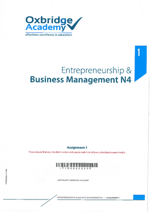 entrepreneurship and business management n4 assignment memo