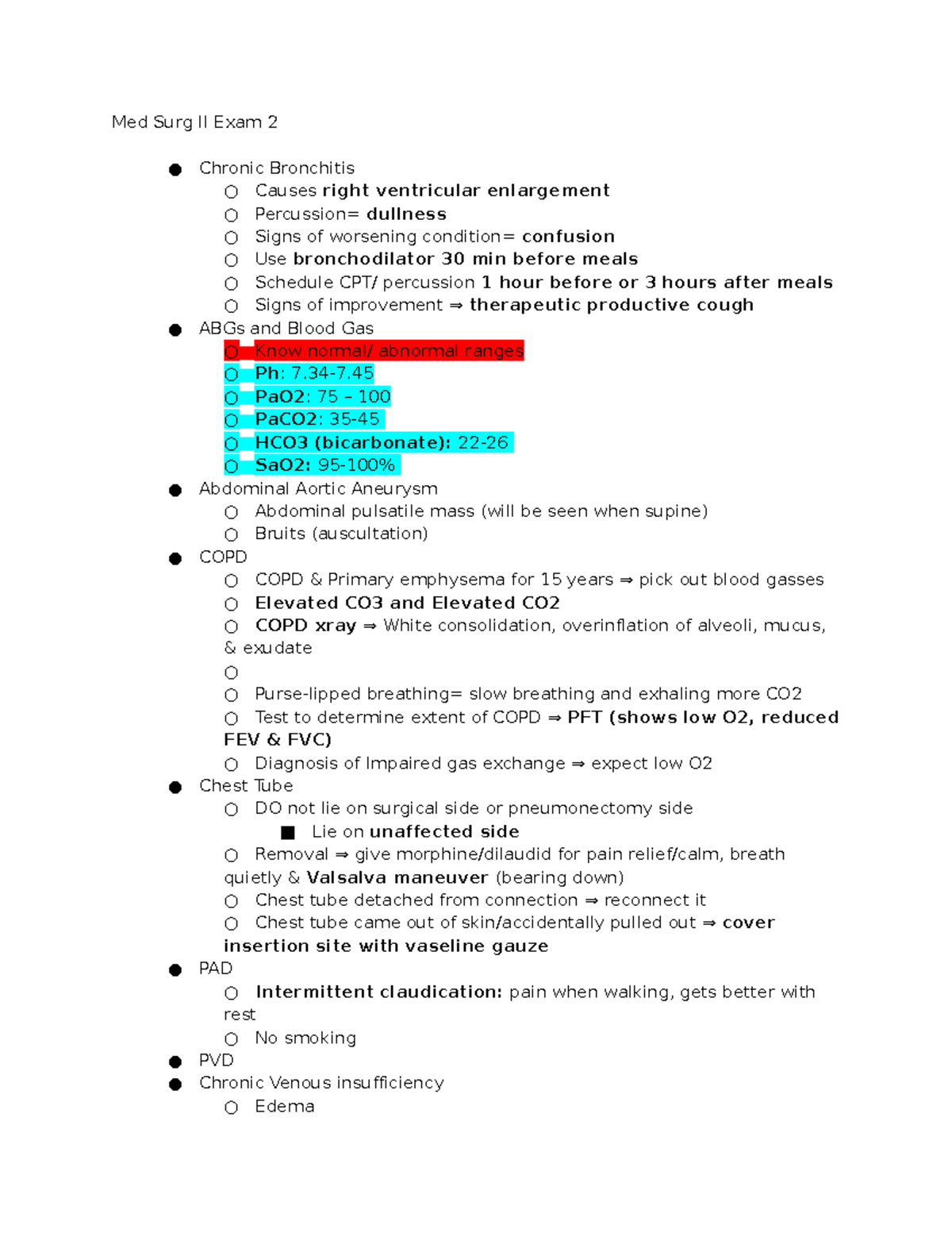 Med Surg II Exam 2 Study Guide - Studocu