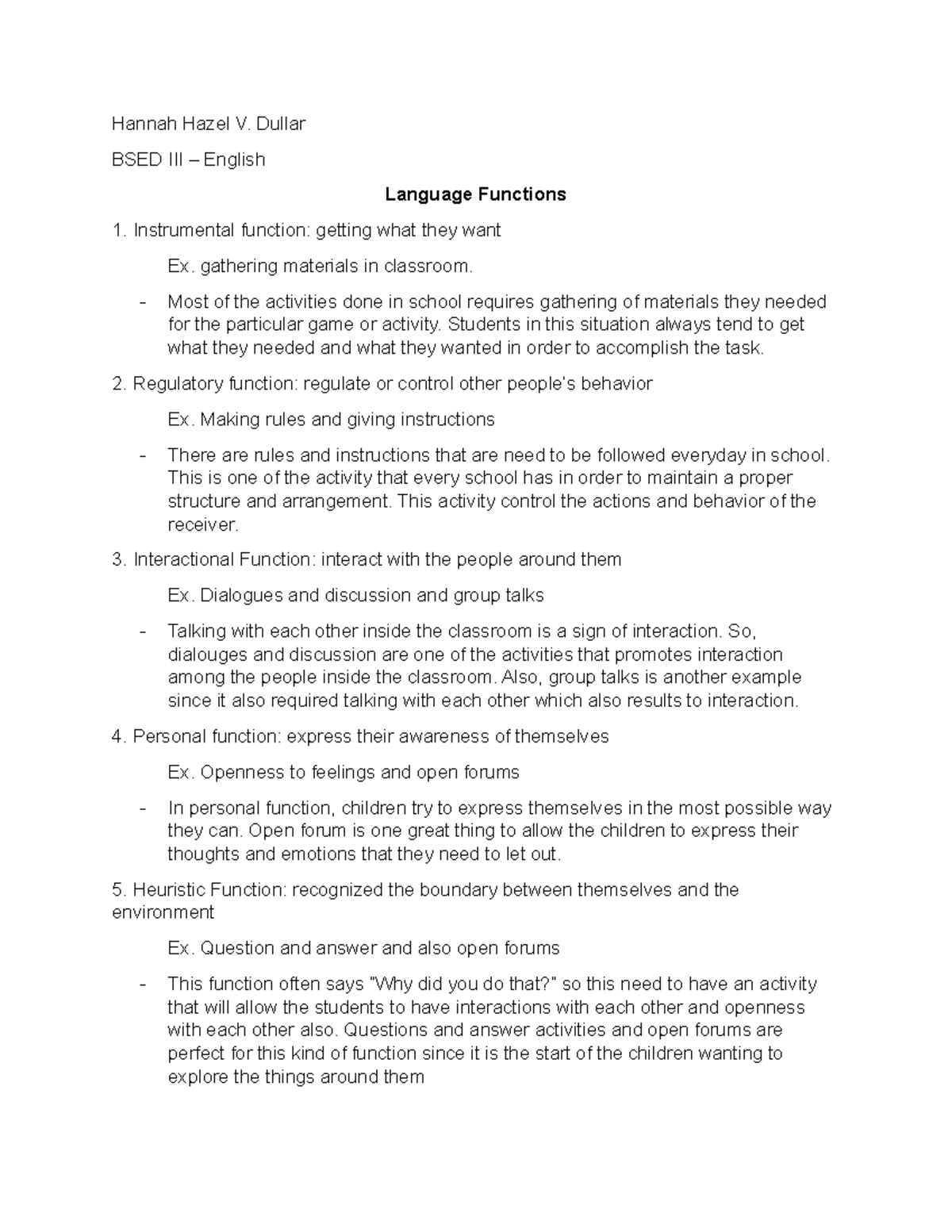 List 5 Function Of Language