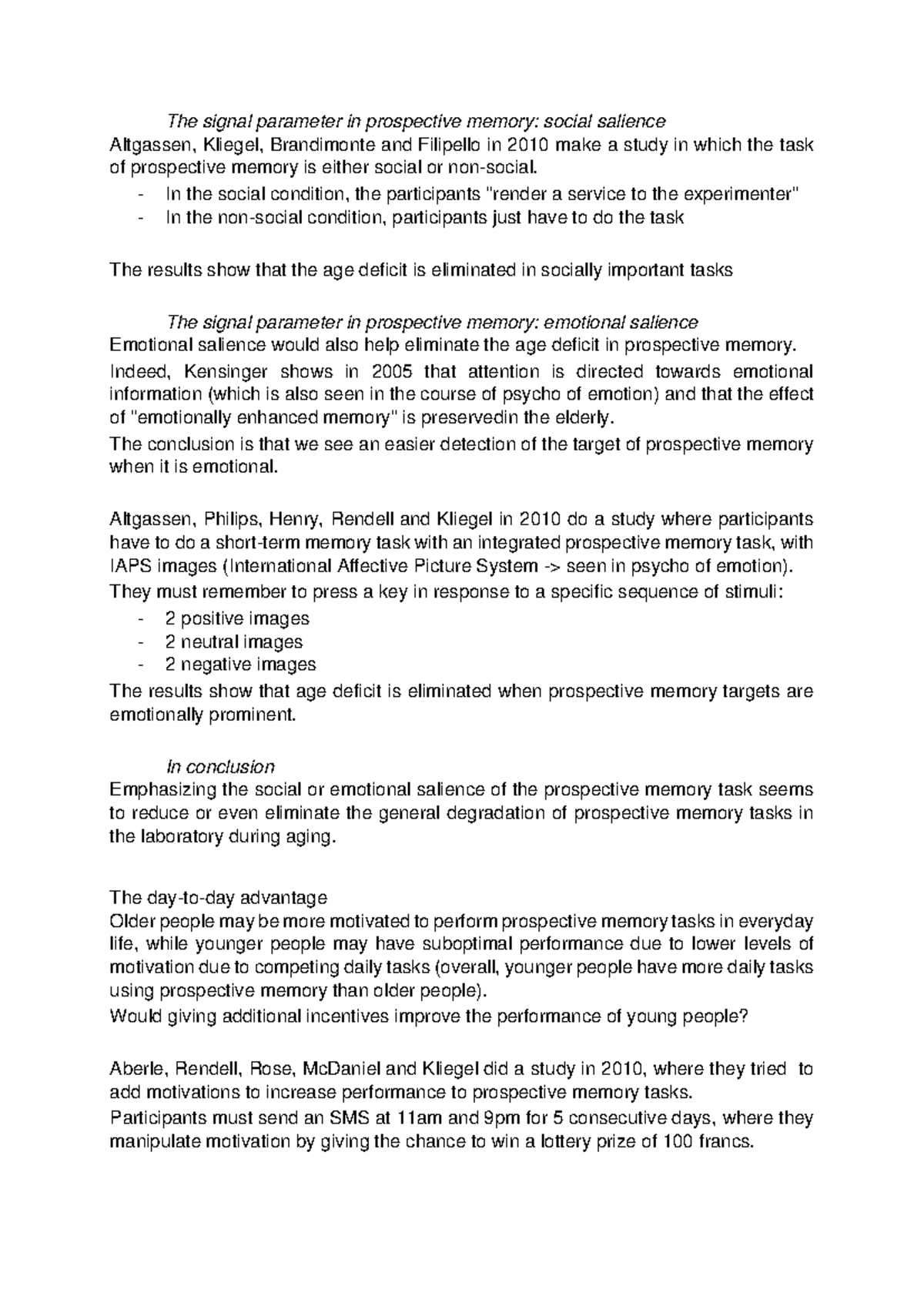 Summary - Psychology of Cognitive Aging 9 - The signal parameter in ...