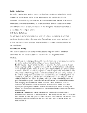 Unit2 - Explain the database design concepts - An entity is information ...