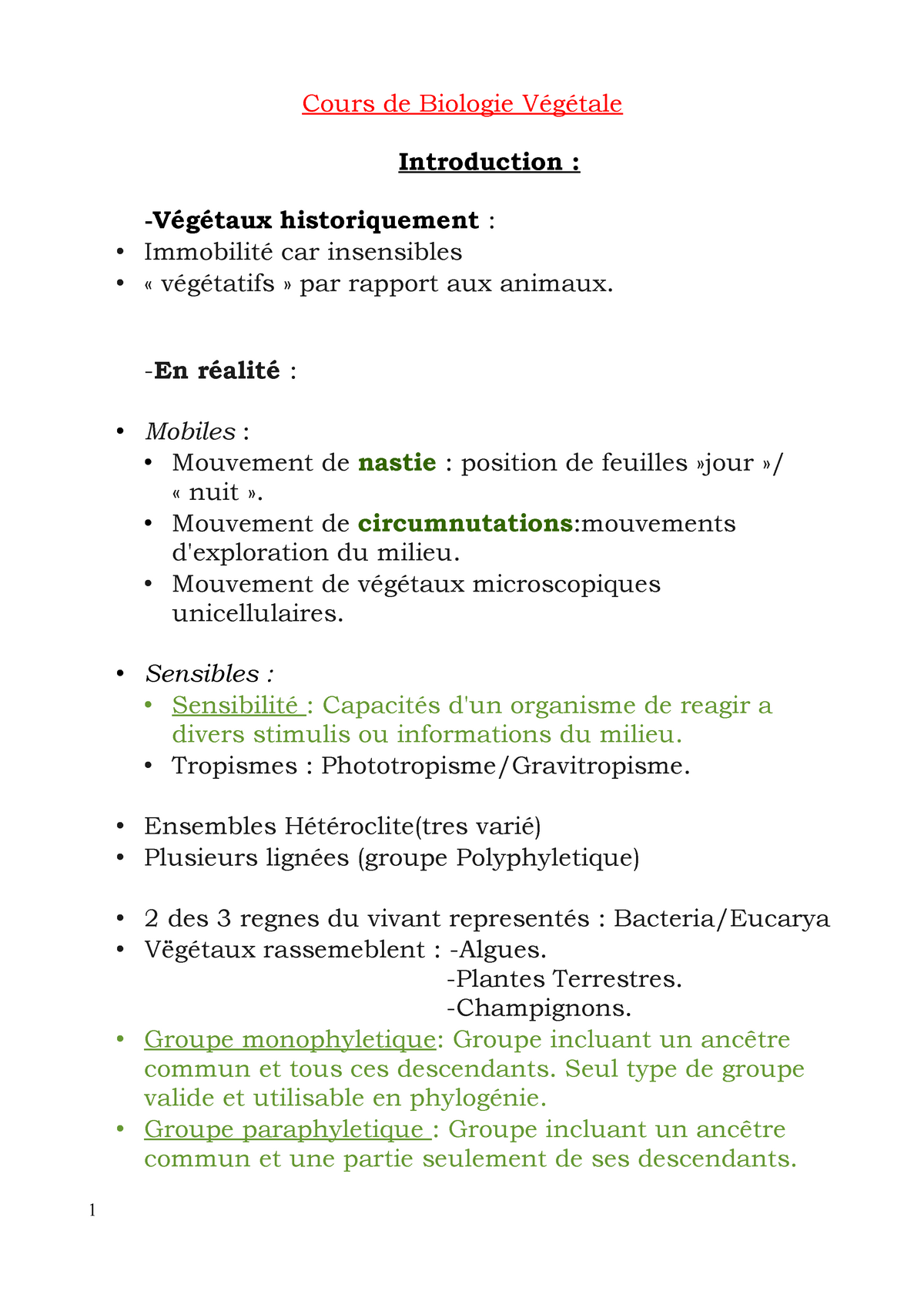 Cours De Biodiversite Vegetale 2 L1 Sn Ups Studocu