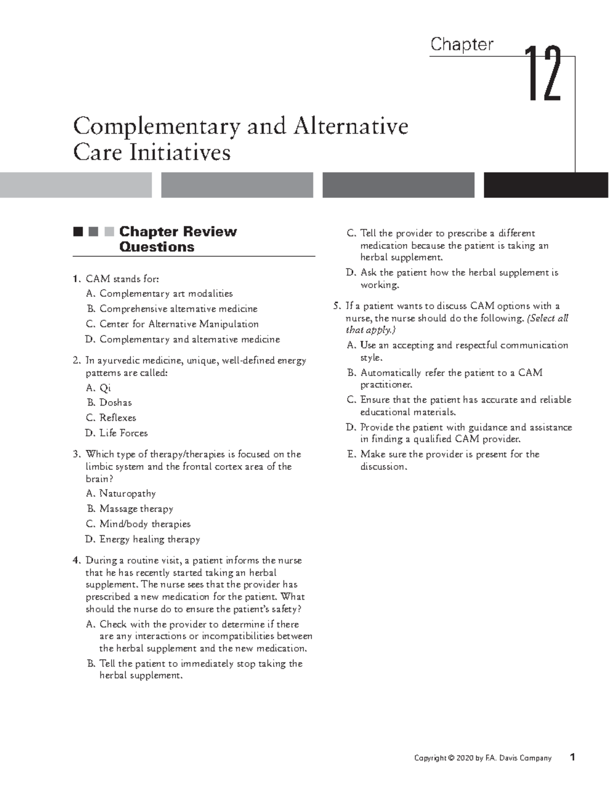 Chapter 12 Chapter Review Questions - Copyright © 2020 By F. Davis ...