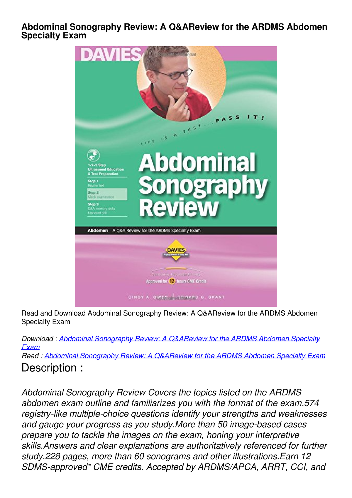 [pdf Read Online] Abdominal Sonography Review: A Qa Review For The 