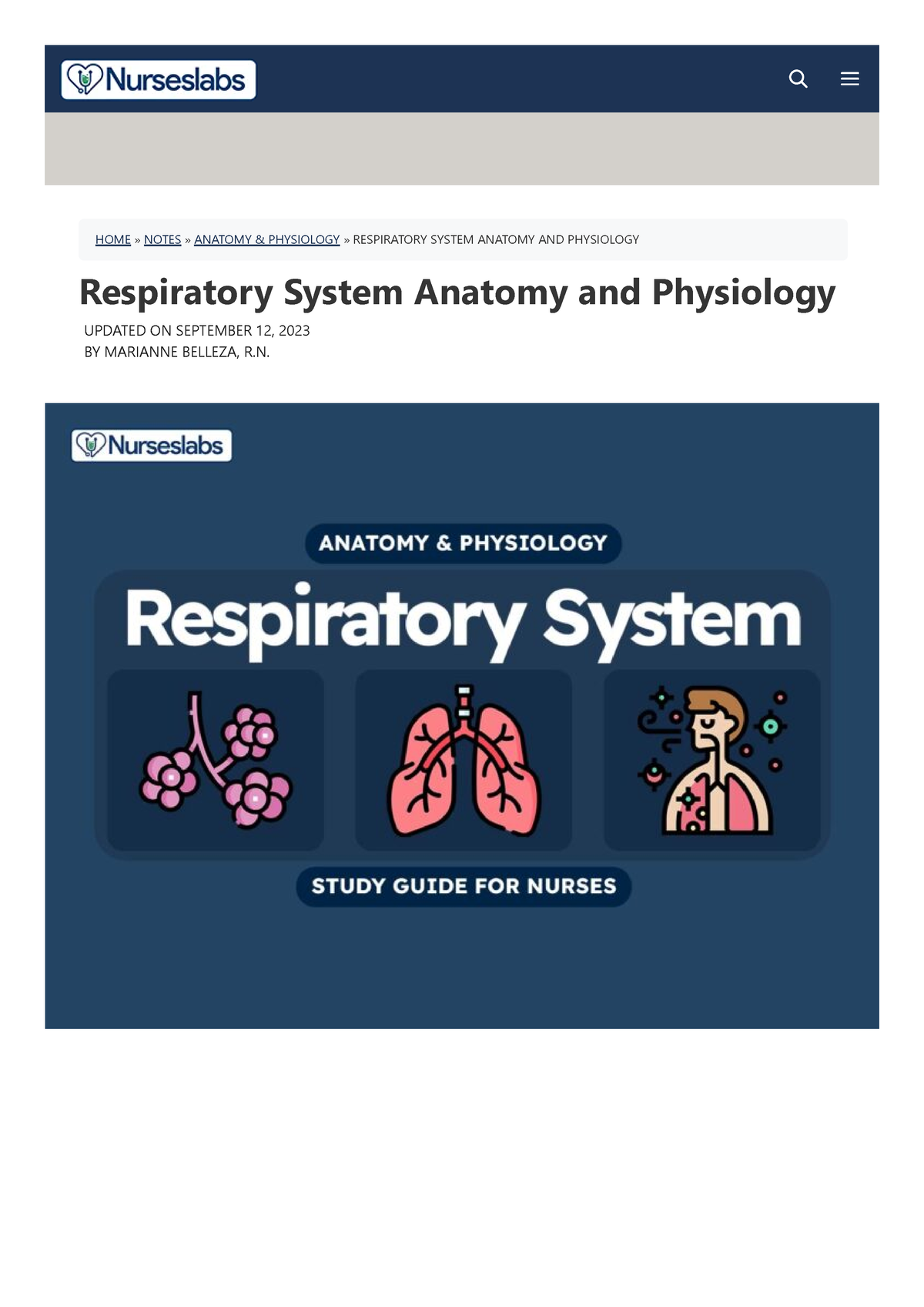 Respiratory System Anatomy and Physiology - Nurseslabs - HOME » NOTES »  ANATOMY & PHYSIOLOGY » - Studocu