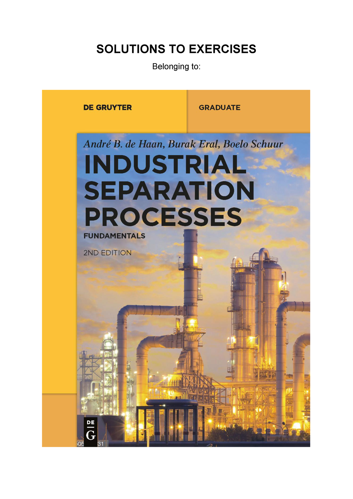 Solution Manual Industrial Seperation Processes 2nd Edition - SOLUTIONS ...