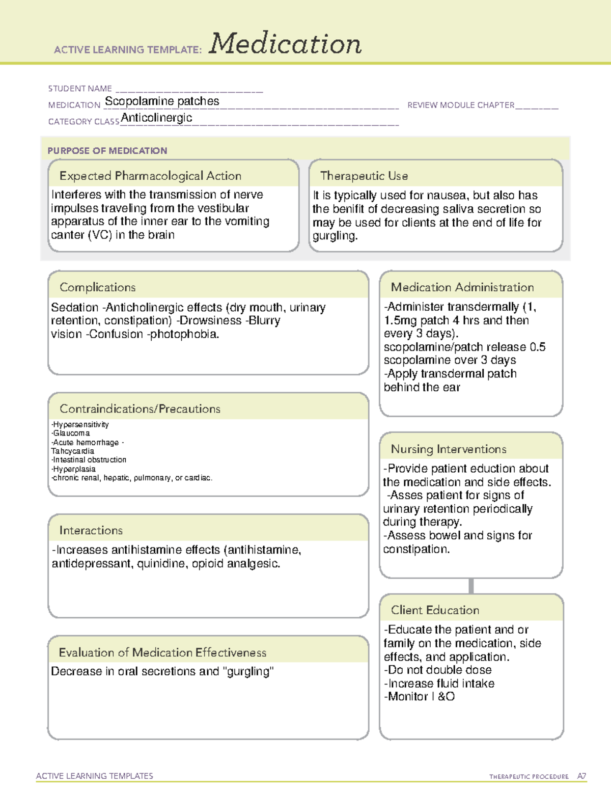 ALT Scopolamine Patch - study material - ACTIVE LEARNING TEMPLATES ...