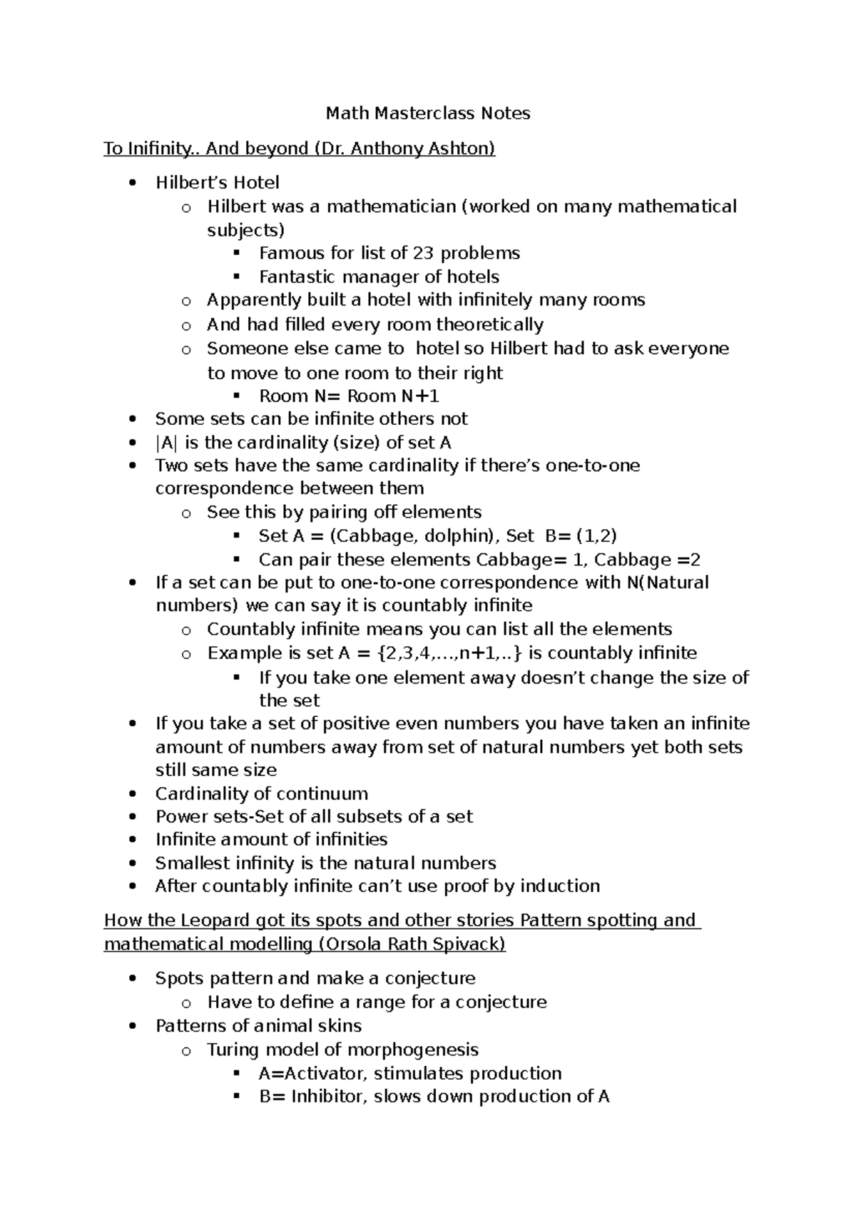 Math masterclass notes and beyond dr anthony ashton hilbert s