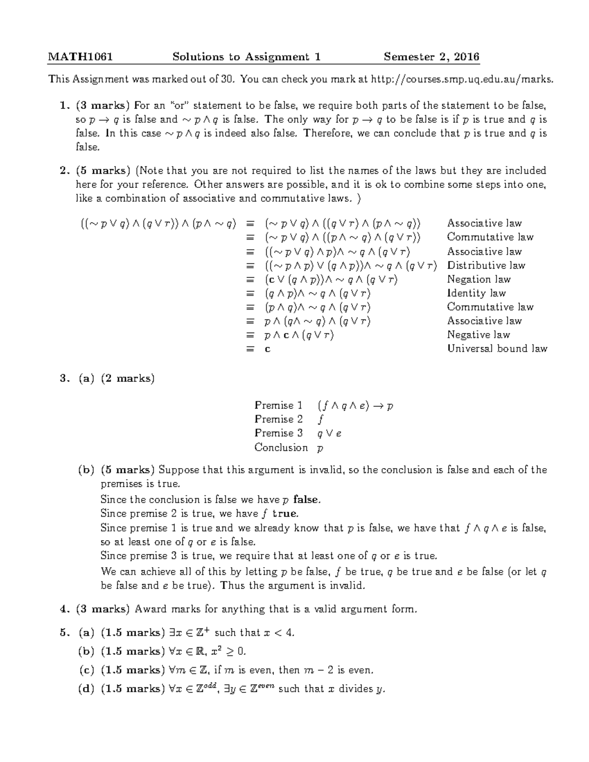 math t assignment sem 1