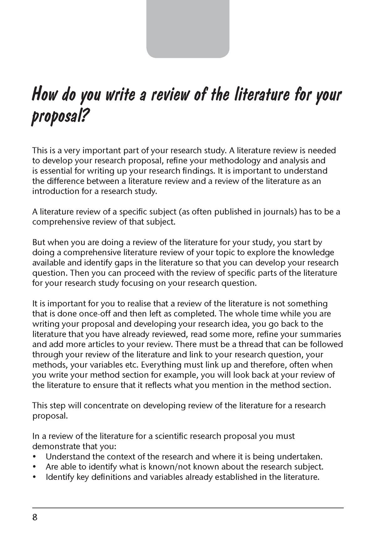 literature review in a proposal