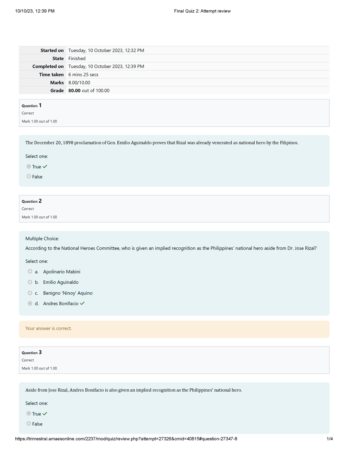 Rizal Final materials - Started on Tuesday, 10 October 2023, 12:32 PM ...