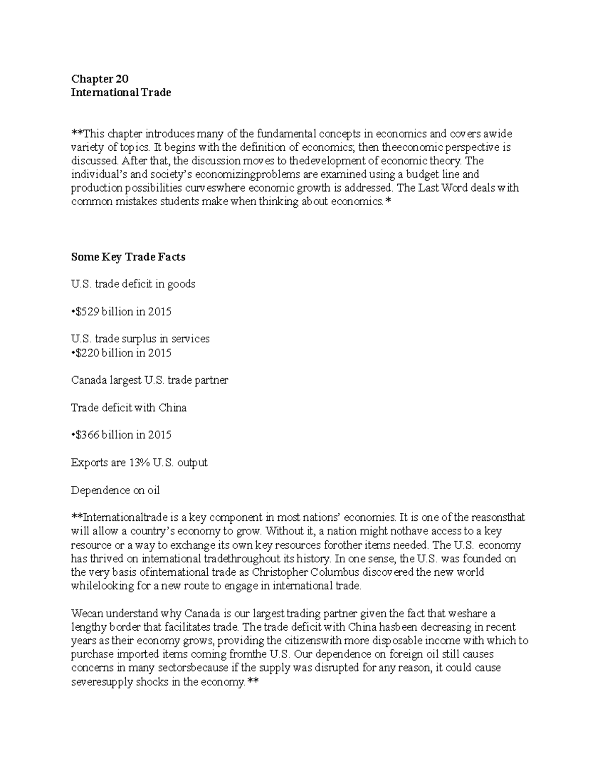 Chapter 20 - Lecture notes 19 - Chapter 20 International Trade *This ...