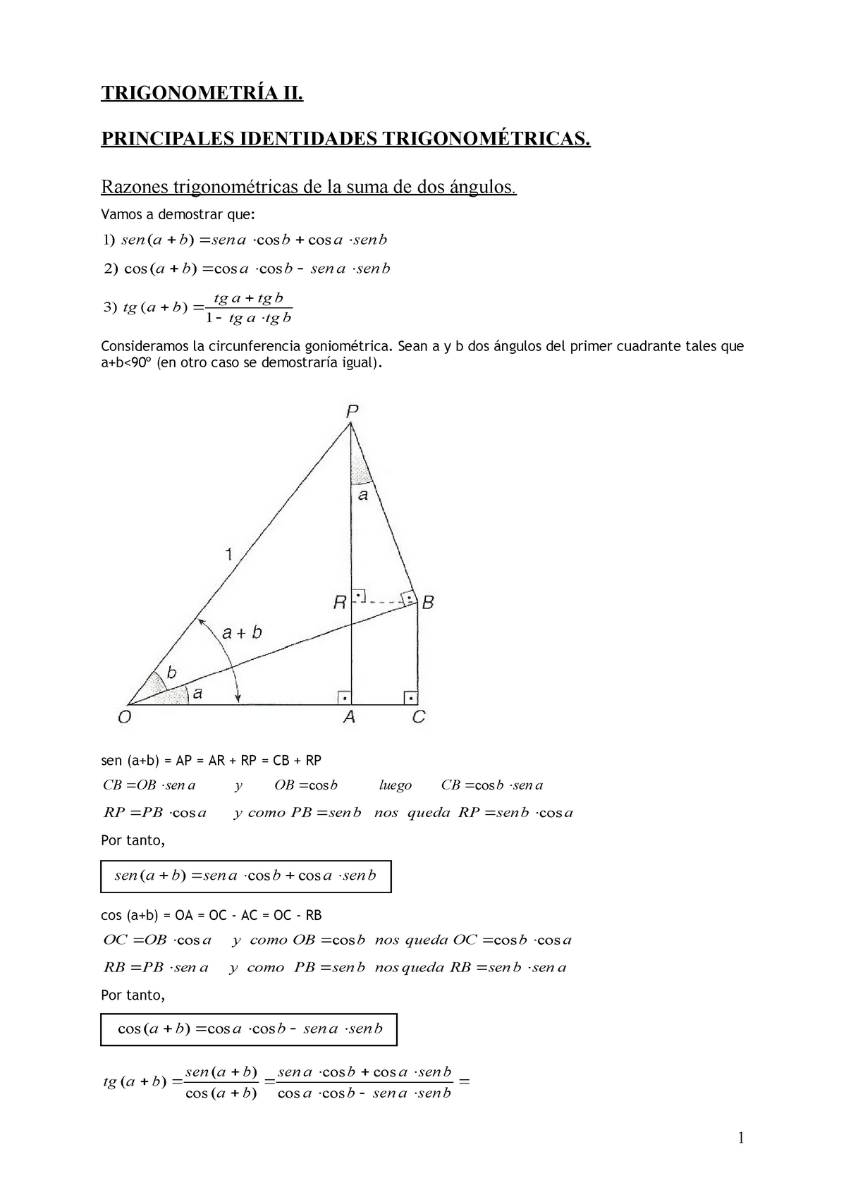Trigonometria 2 Resumen De Demostraciones Y Fórmulas Para Trigonometría TrigonometrÍa Ii 3043