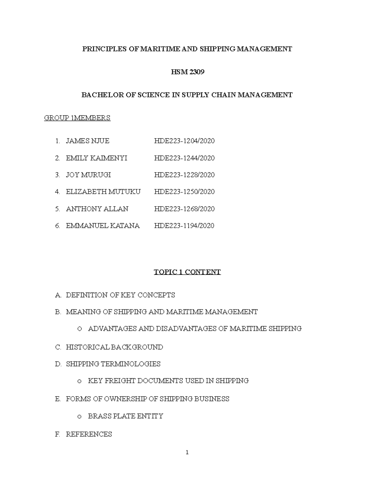 Principles OF Maritime AND Shipping Management PRINCIPLES OF MARITIME