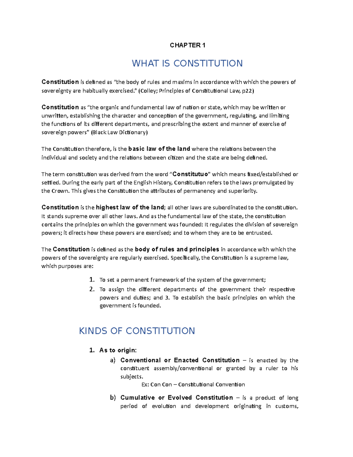 Civil Service Review. Module 1 CHAPTER 1 WHAT IS CONSTITUTION