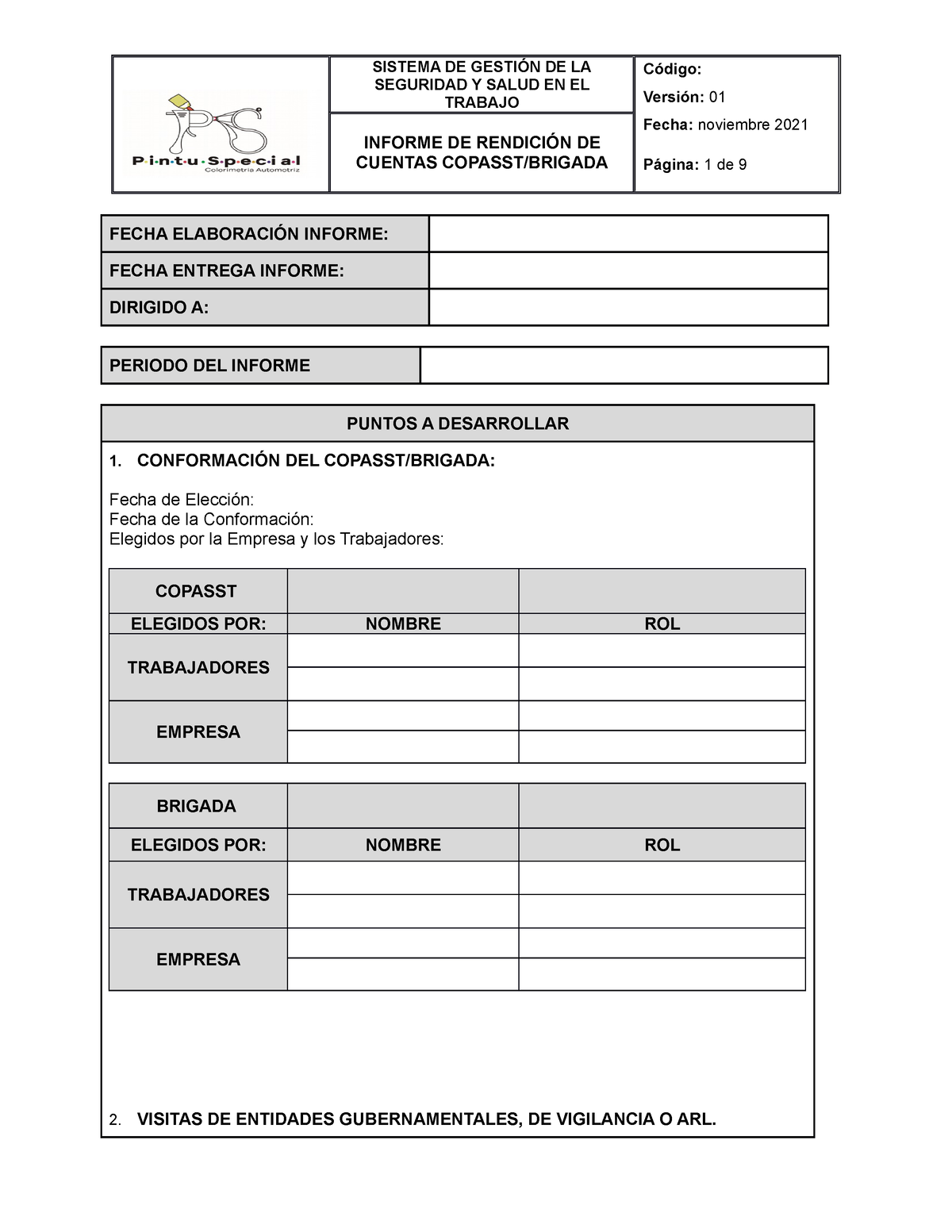 RENDICION DE CUENTAS SG-SST - SEGURIDAD Y SALUD EN EL TRABAJO Código:  Versión: 01 INFORME DE - Studocu