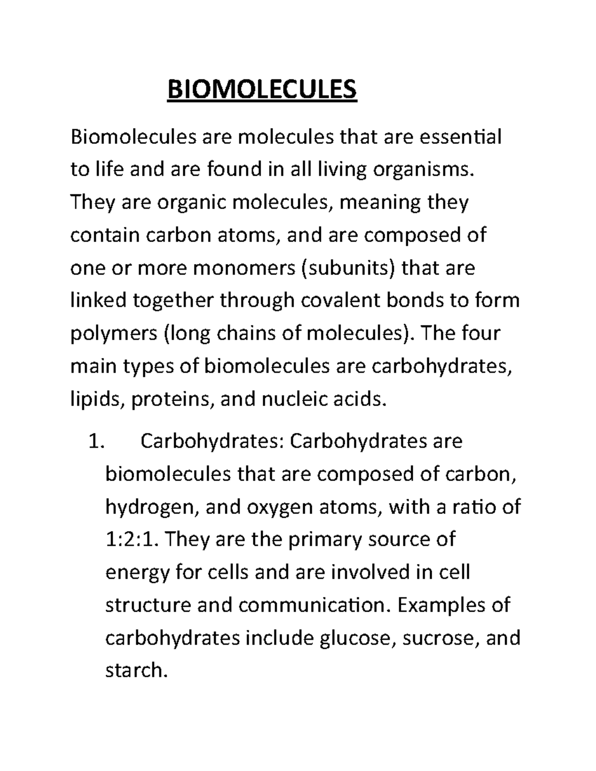 Biomolecules BIOMOLECULES Biomolecules are molecules that are