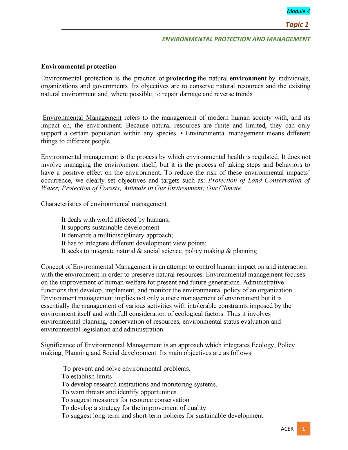 Nstp-final-exam Compress - Topic 1 ENVIRONMENTAL PROTECTION AND ...