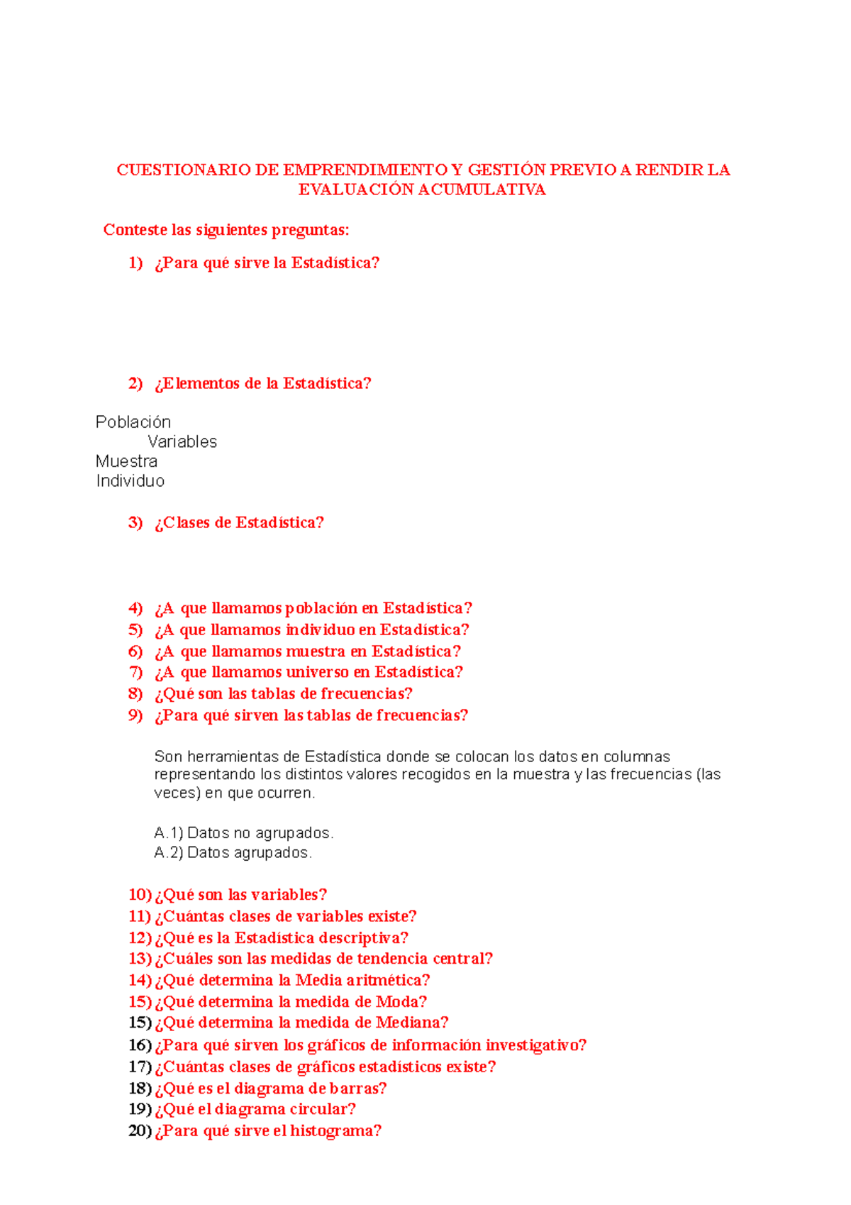 Cuestionario Emprendimiento Y Gestión- 2do Bachi-EDVI - CUESTIONARIO DE ...