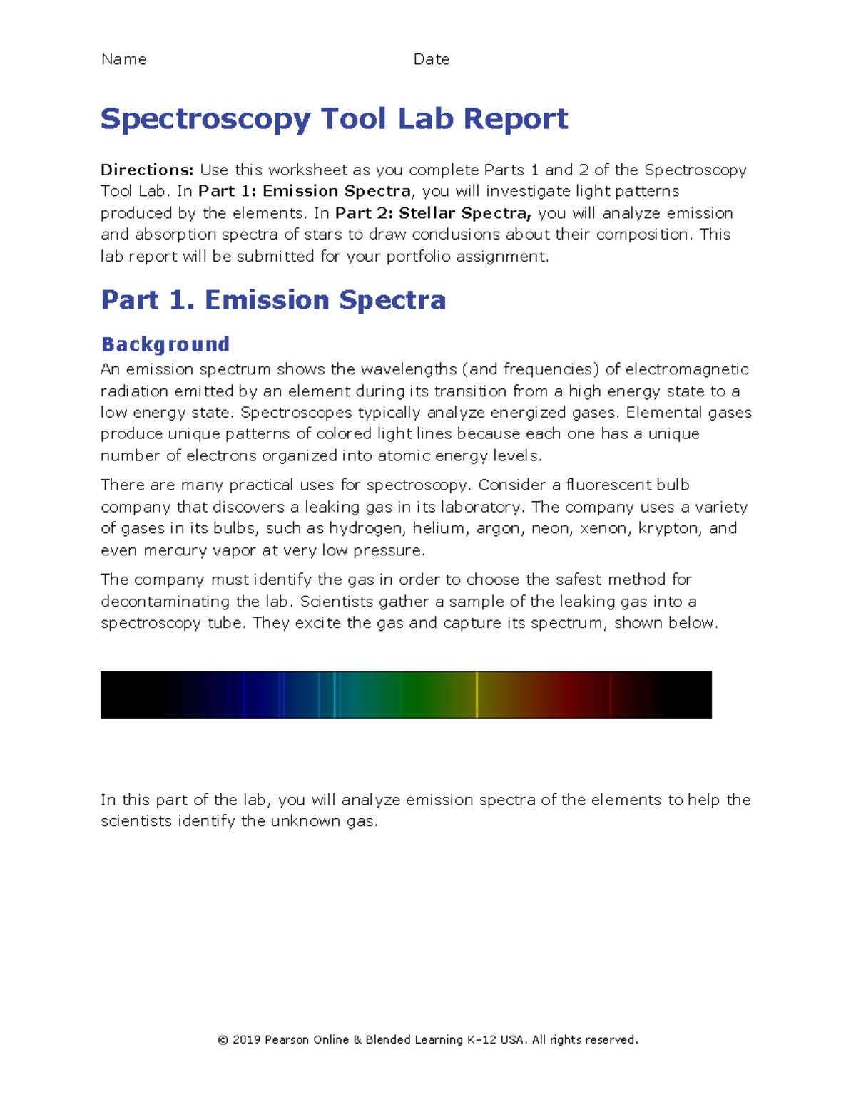 Spectroscopy Tool Lab Report after mike - Name Date Spectroscopy Tool ...