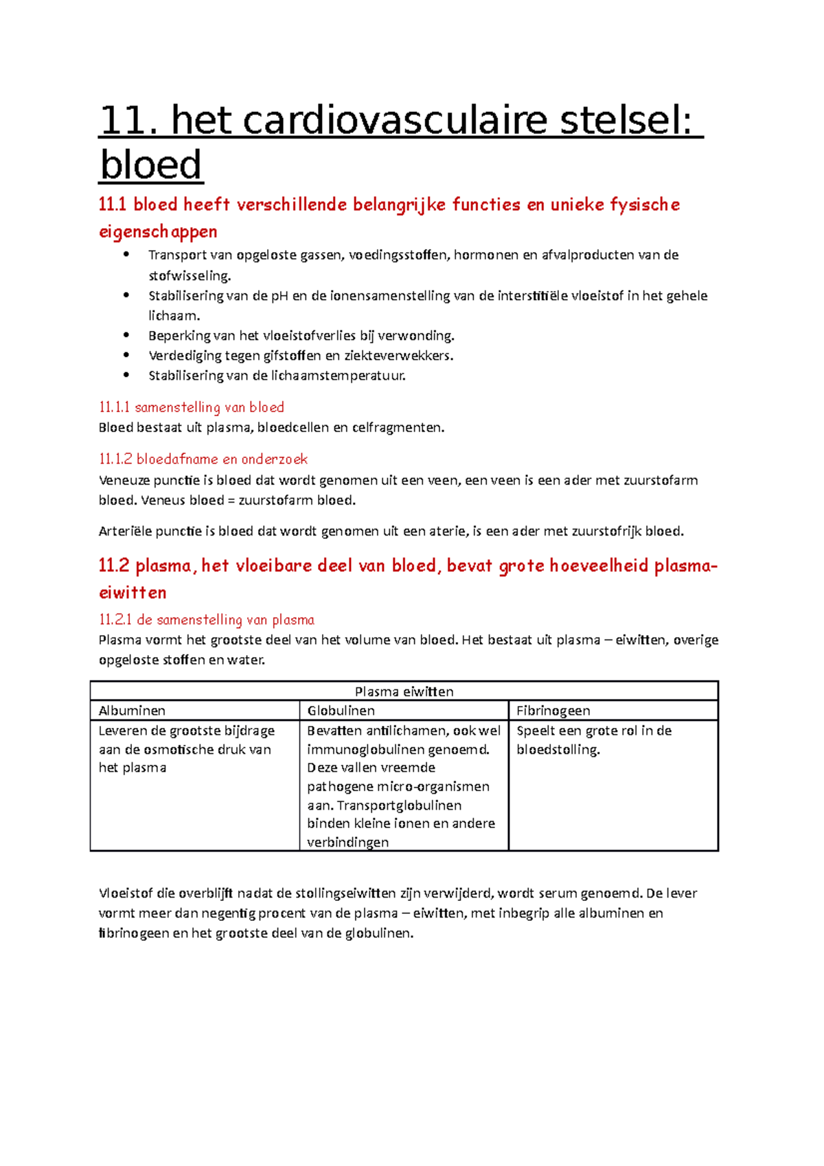 11. Het Cardiovasculaire Stelsel, Bloed - 11. Het Cardiovasculaire ...