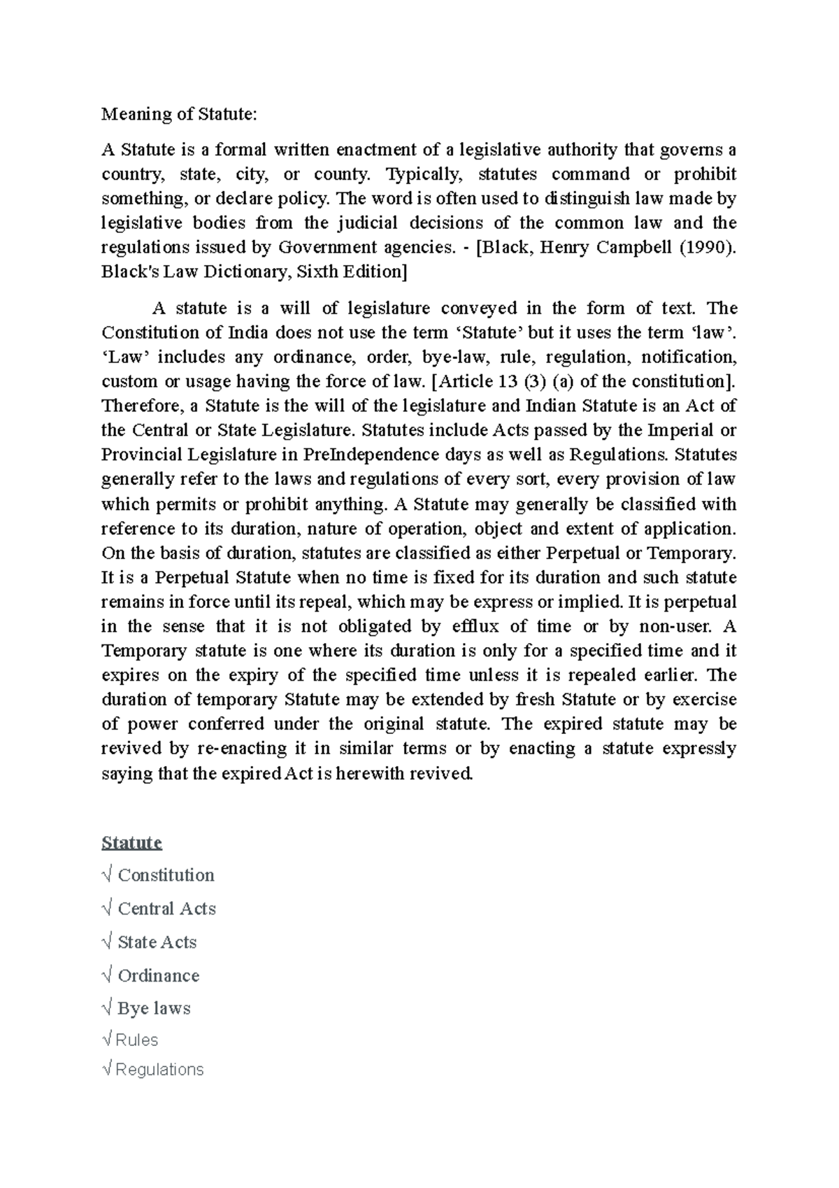 Interpretation Of Statues five year notes Meaning of Statute A