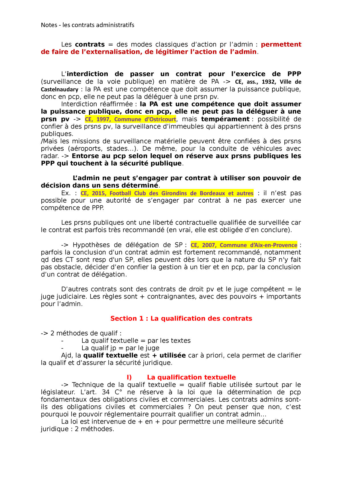 Notes Les Contrats Administratifs L2 - Les Contrats = Des Modes ...