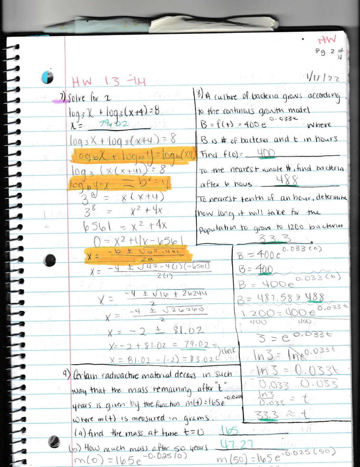 Homework 1.3-1.4 pg 2-Pearson My Math Lab Methods of Calculus - MAC ...