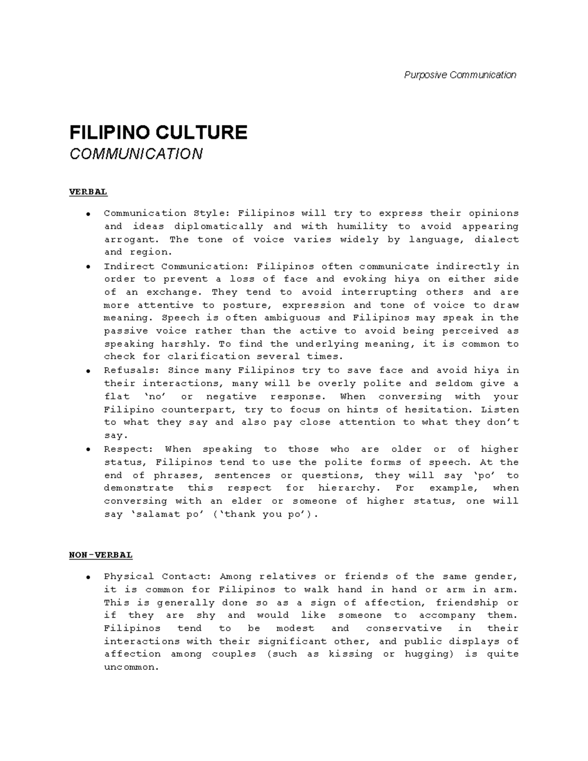 Filipino Culture - fdfdffdd - Purposive Communication FILIPINO CULTURE ...