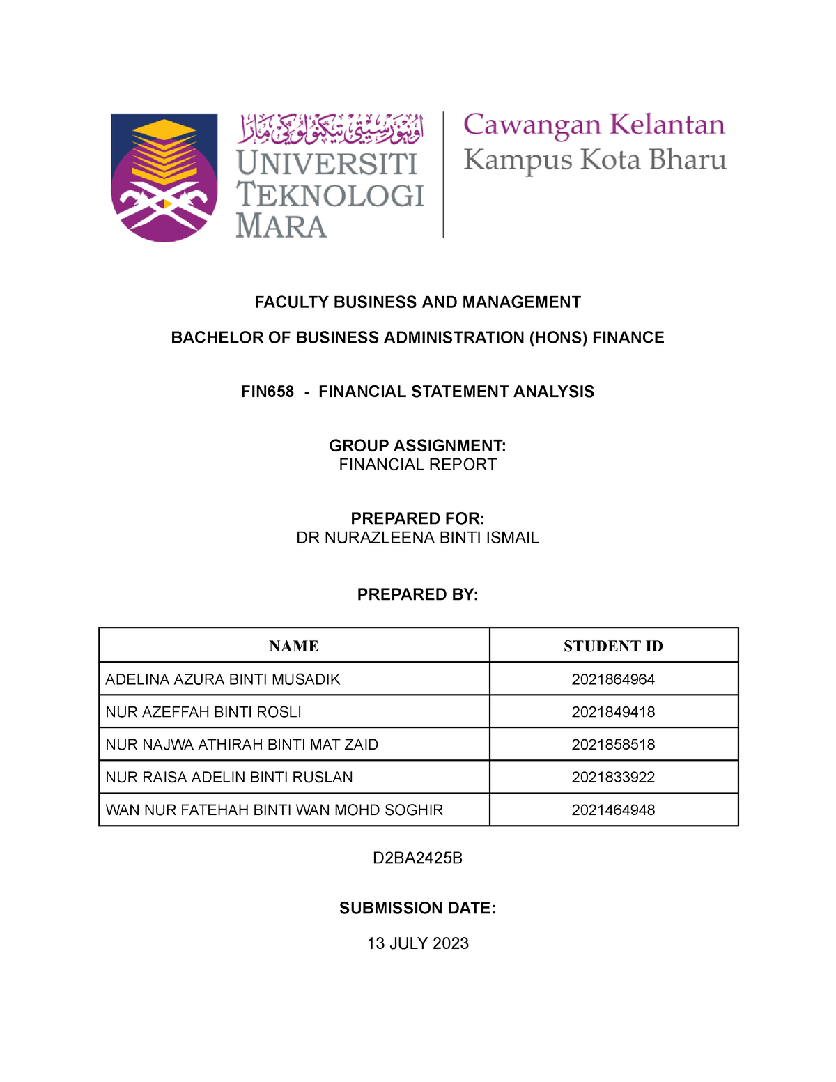 fin658 group assignment