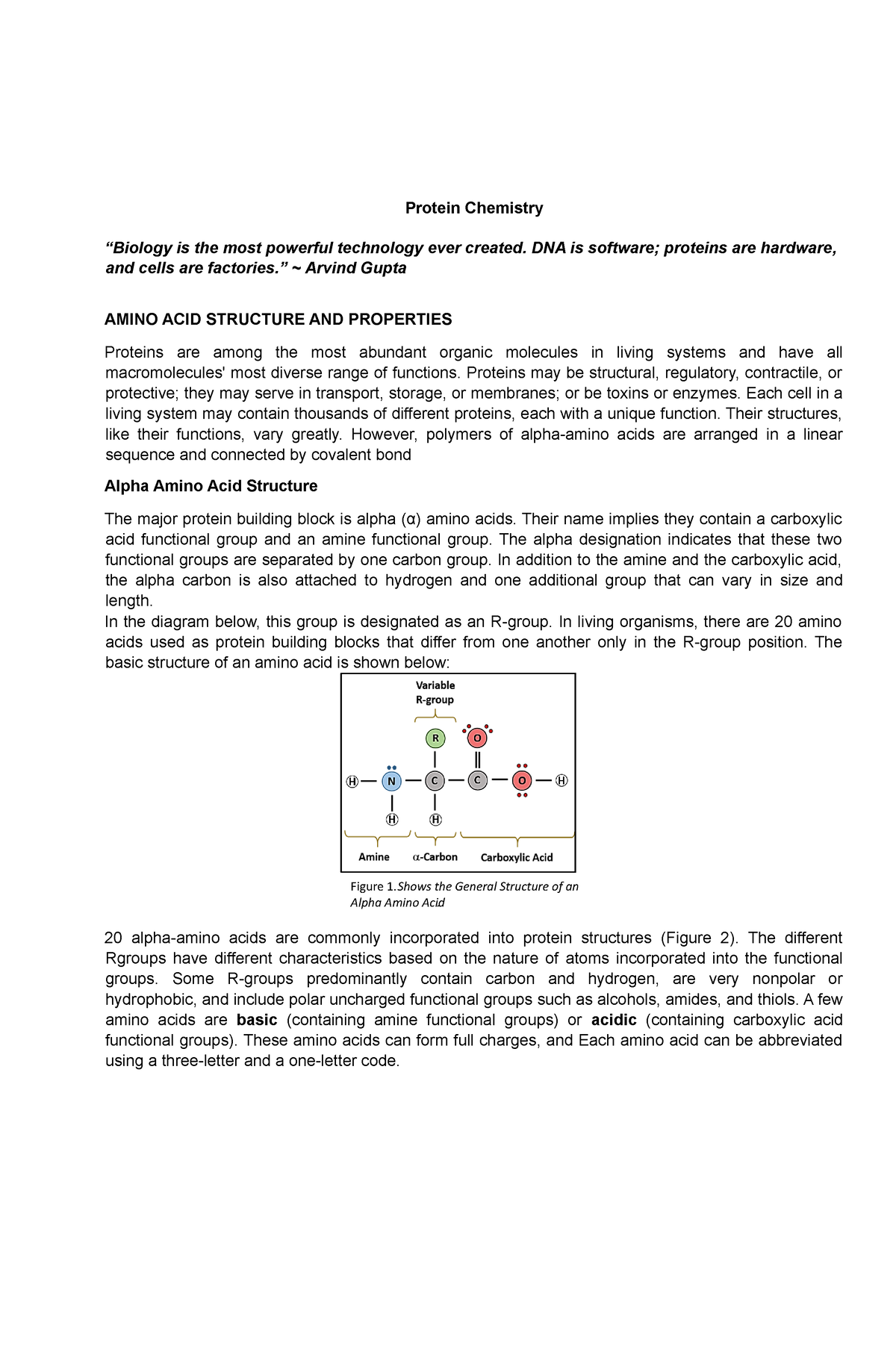 Protein Chemistry - Protein Chemistry “Biology Is The Most Powerful ...