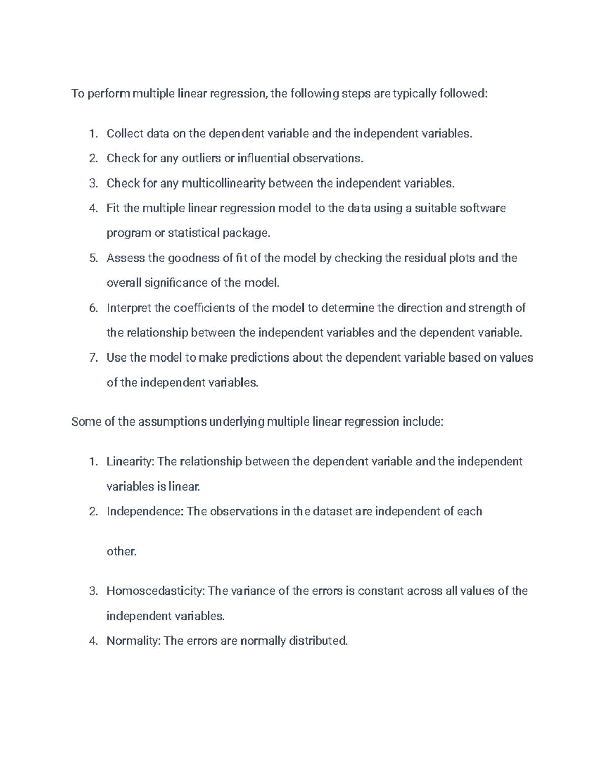 Multiple linear regression notes-2 - To perform multiple linear ...