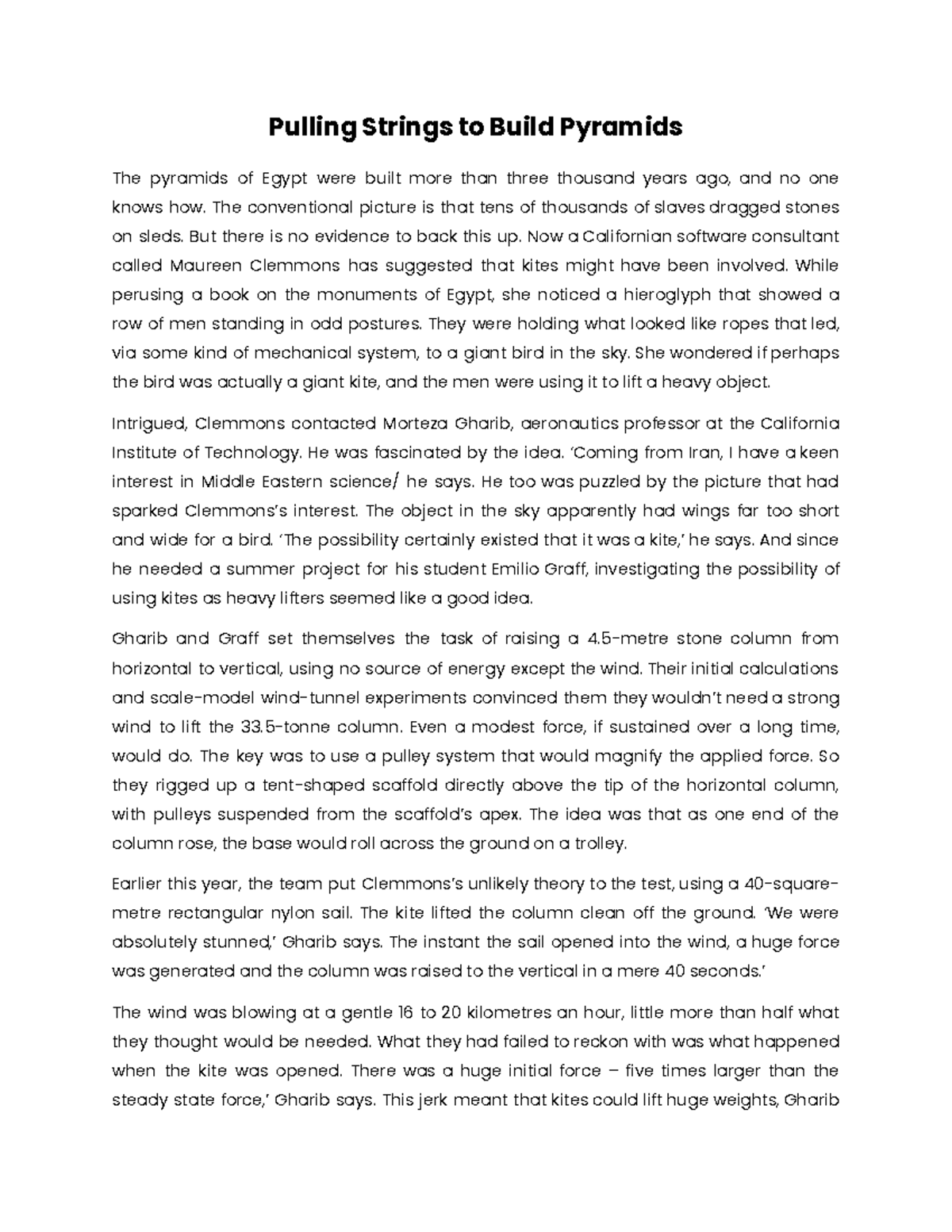 22. Pulling Strings to Build Pyramids Pulling Strings to Build