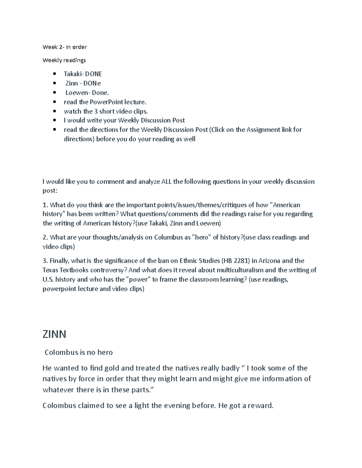 CHS 245 Week 2 - Notes for Discussion #2 assignment Prof Sandoval ...