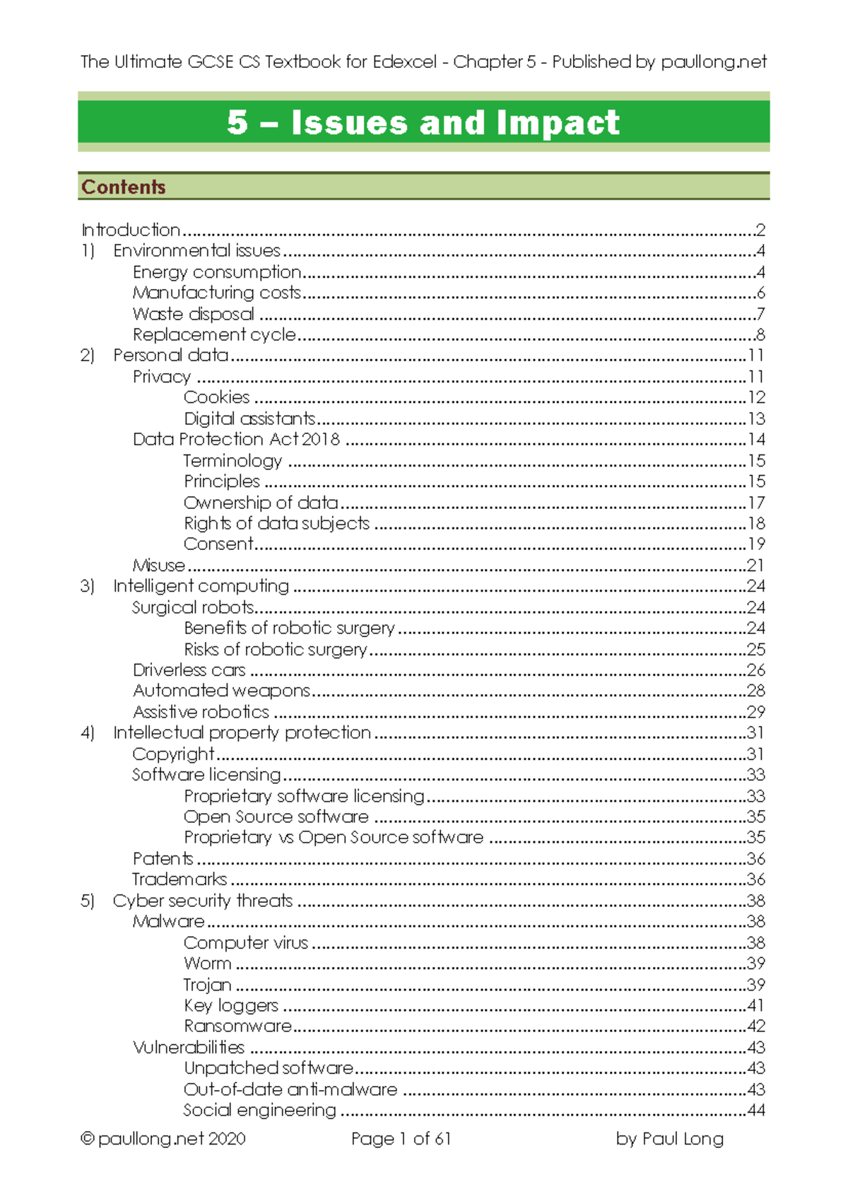 5 - Issues and Impact - TOPIC SUMMARY SHEETS - 5 – Issues and Impact ...
