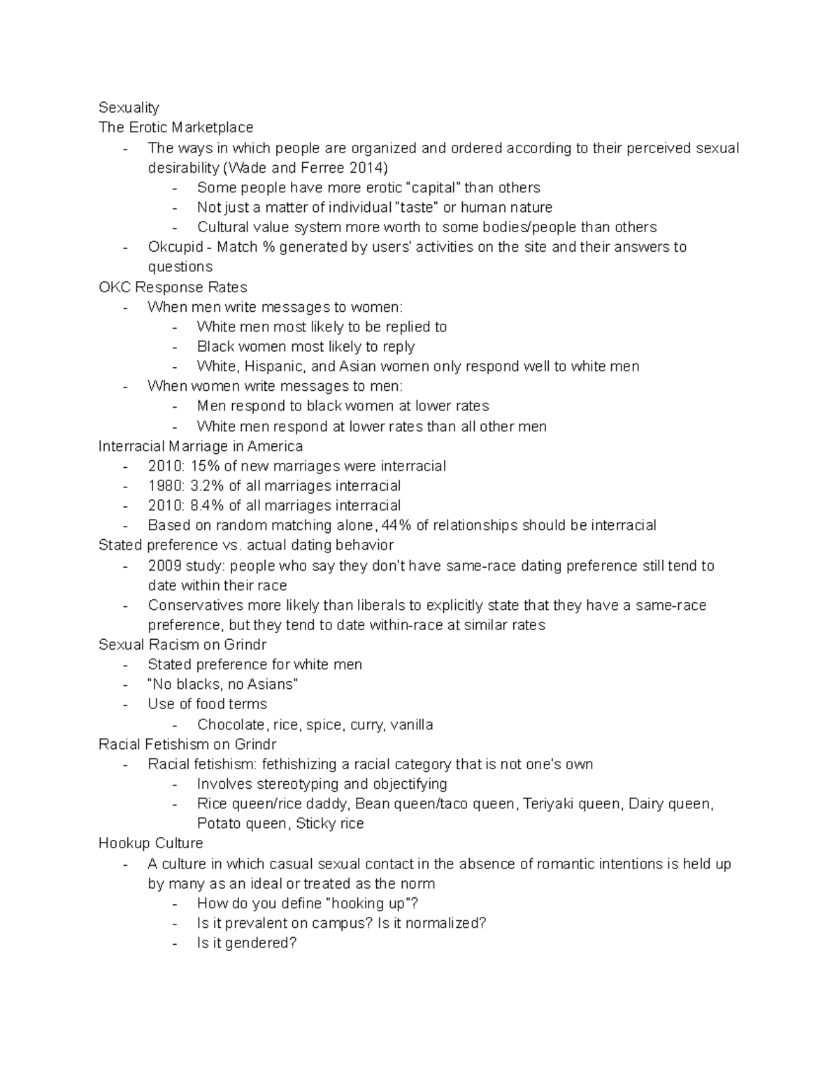 4 1 - Lecture notes 10 - Sexuality The Erotic Marketplace - The ways in ...