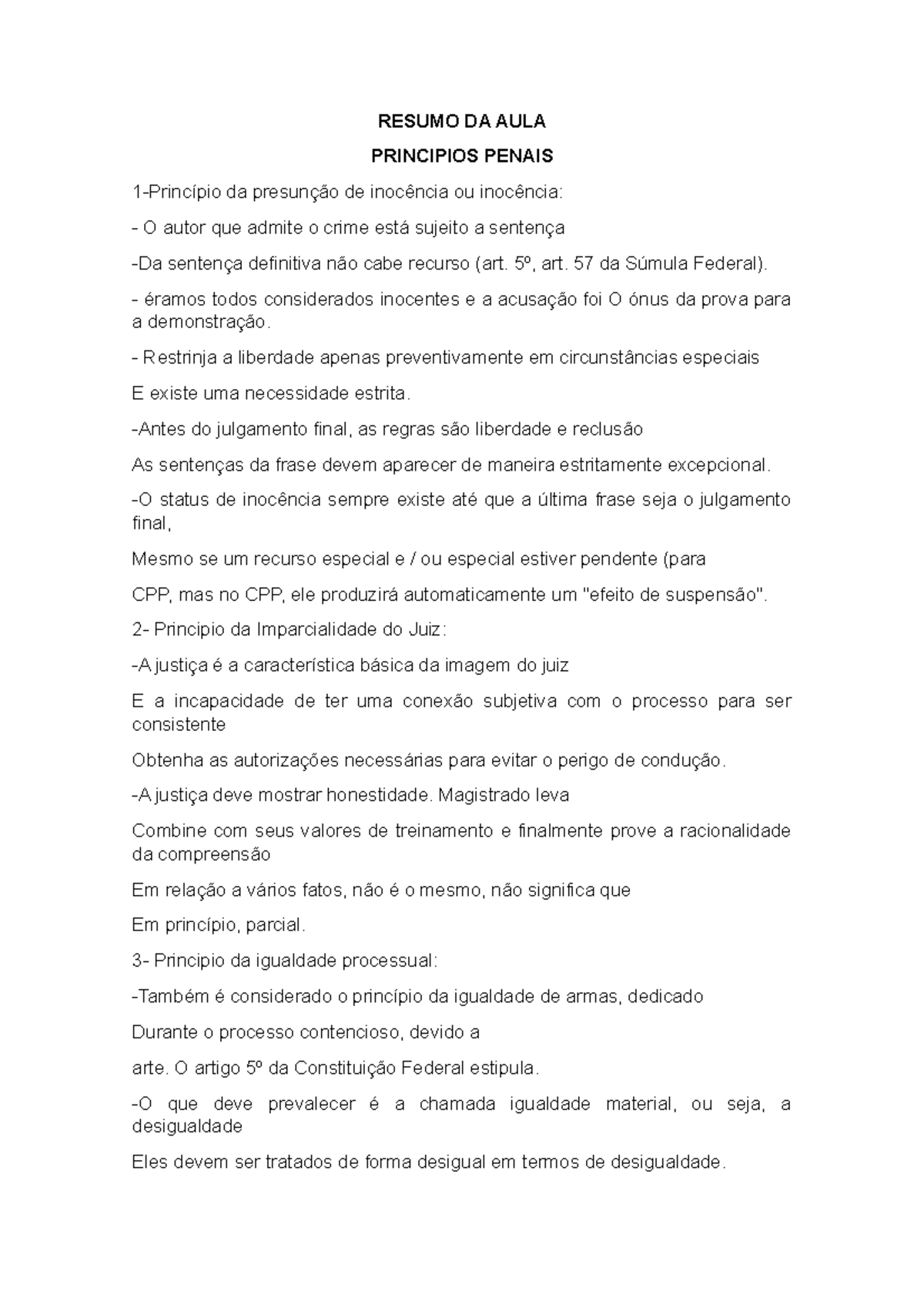 resumo sobre princípios RESUMO DA AULA