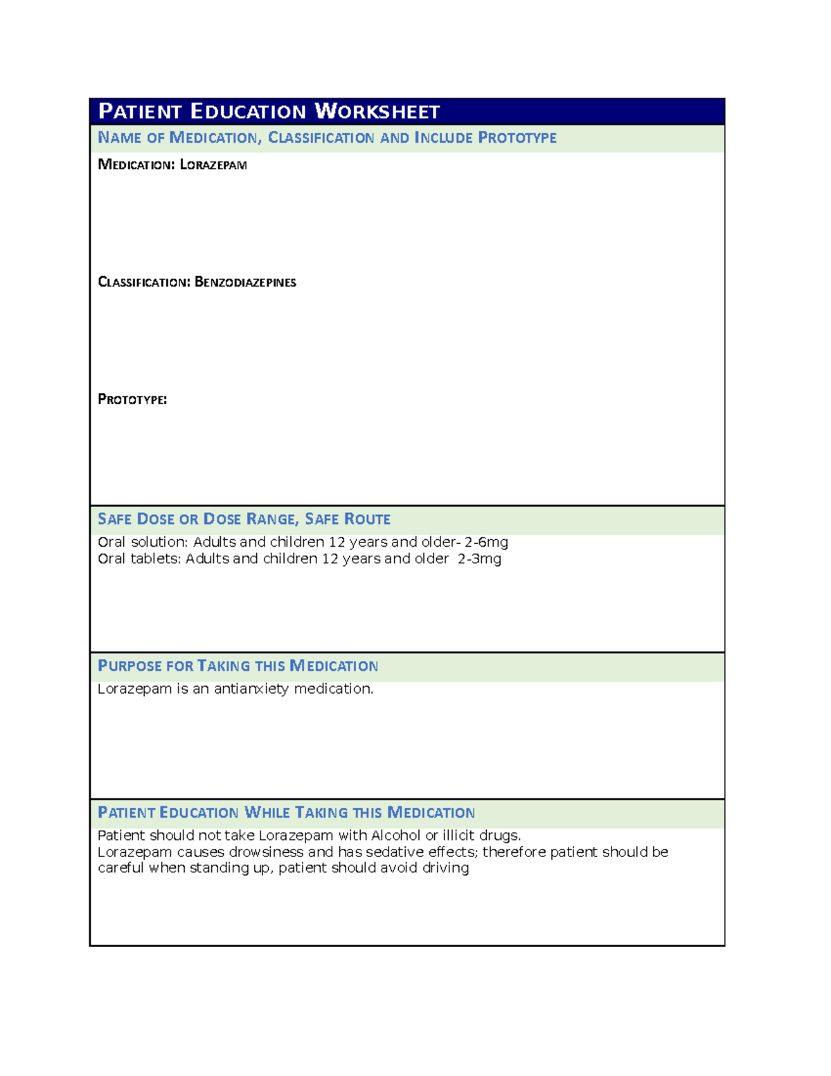 Med Sheets Printables