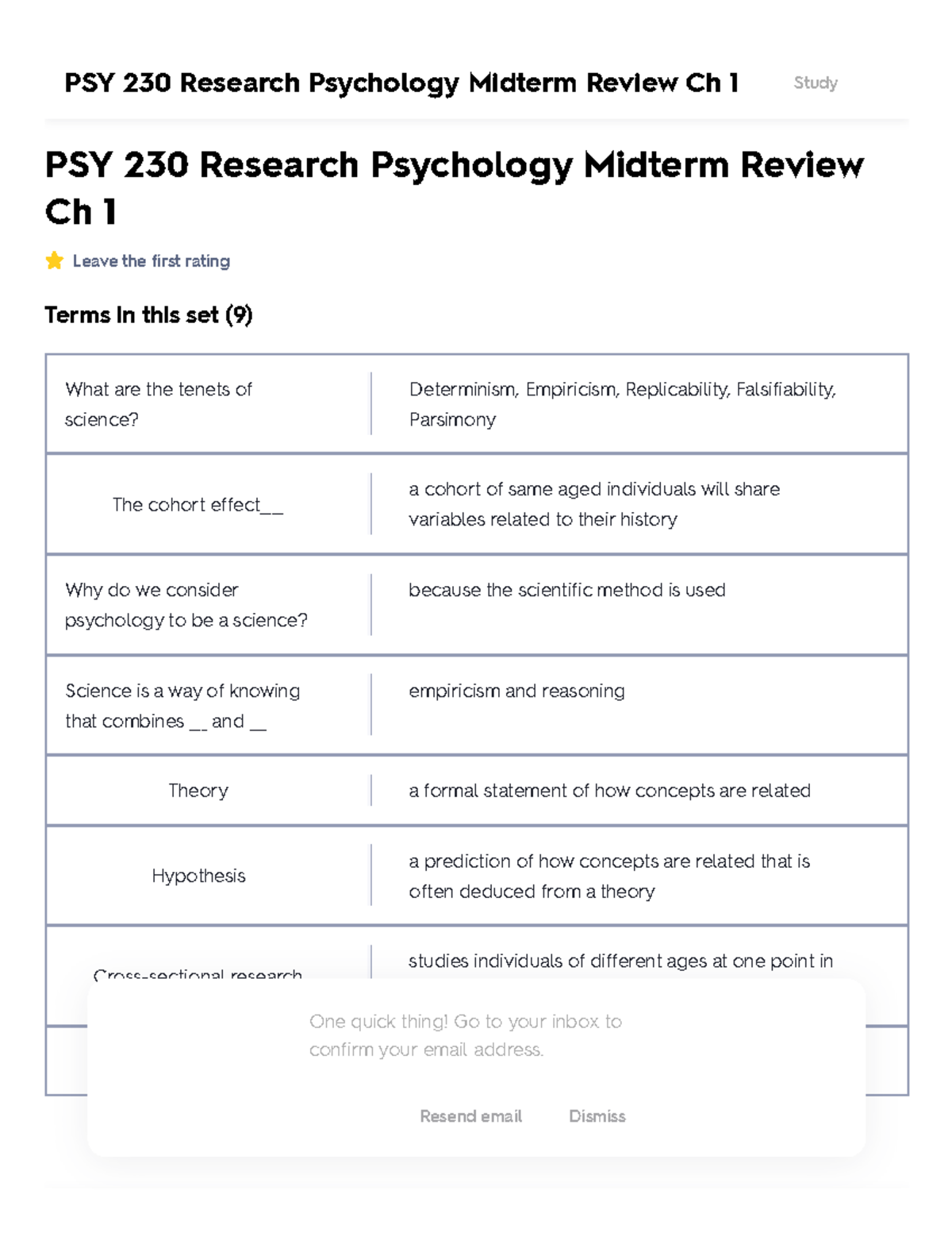 Psy 230 Research Psychology Midterm Review Ch 1 Flashcards Quizlet